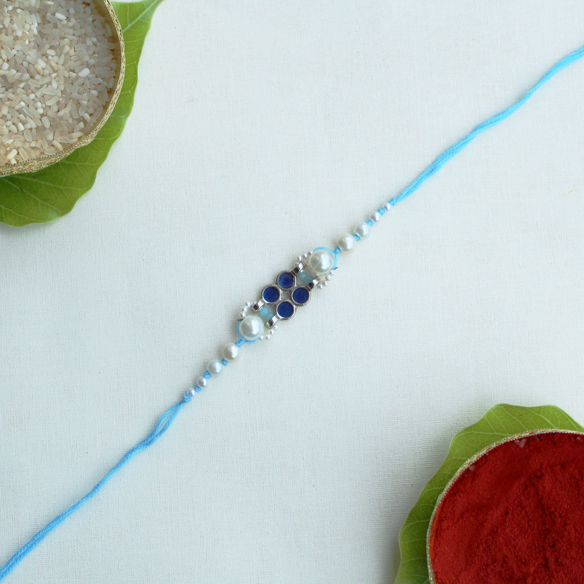 Azure Pearl Vivid Vintage Rakhi