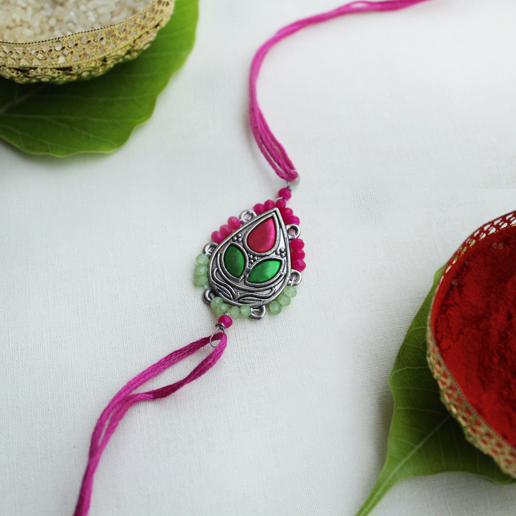Regal Blossom Vivid Vintage Rakhi Lumba Set