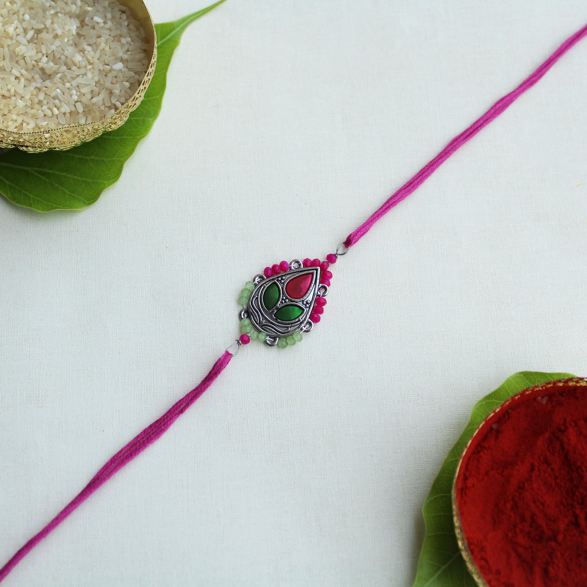 Regal Blossom Vivid Vintage Rakhi Lumba Set