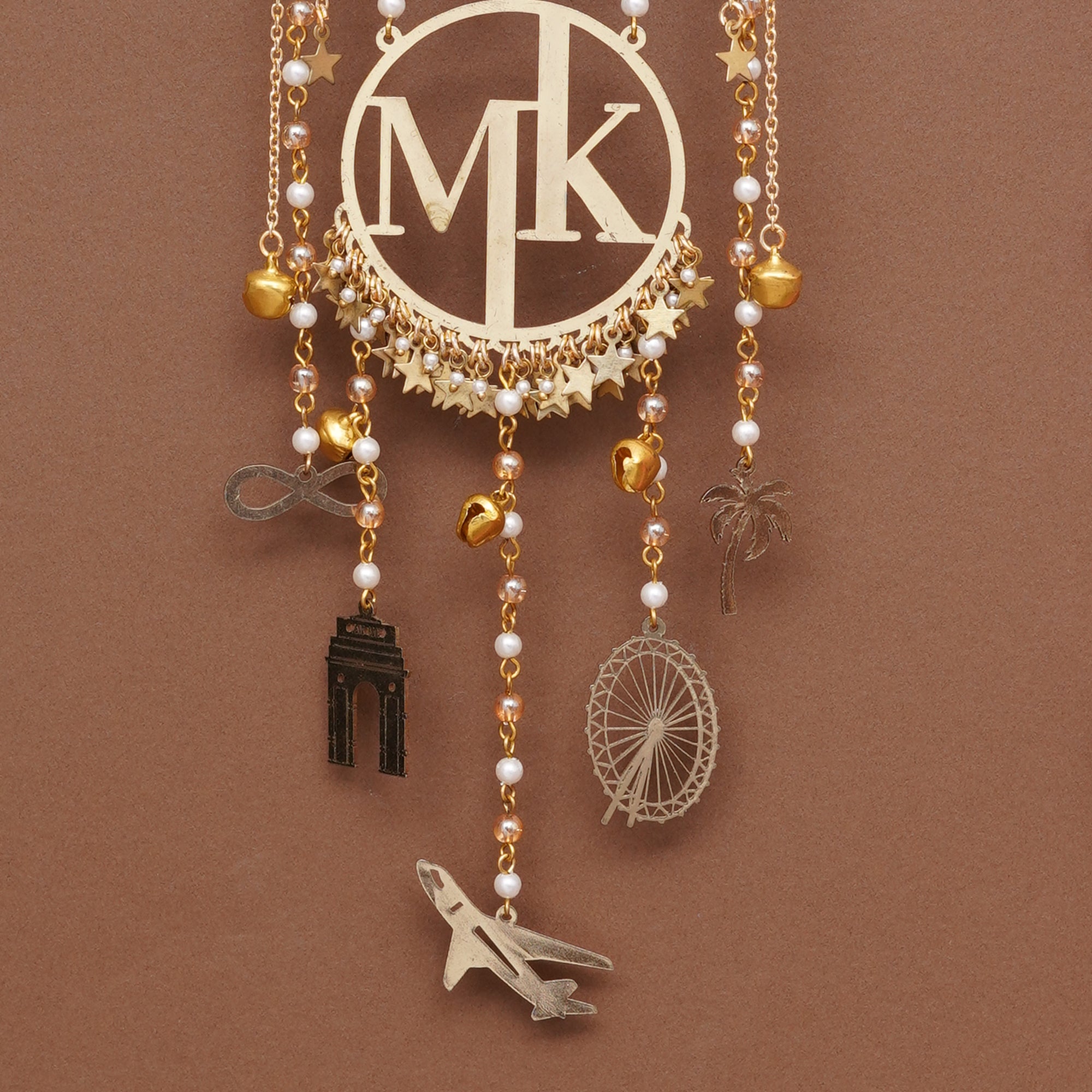 Personalized Cloud Initial Bridal Kaleere with Travel Charms - Set Of 2 Pieces