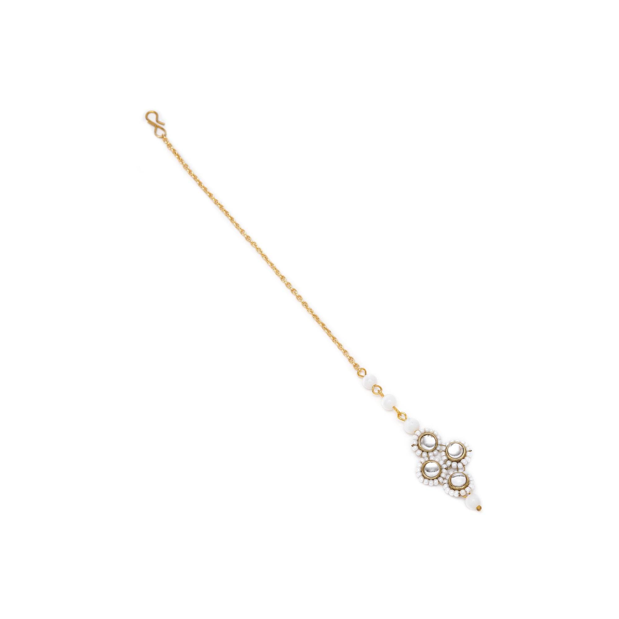 Minimalist White Pearl Maangtikka - BeAbhika.com