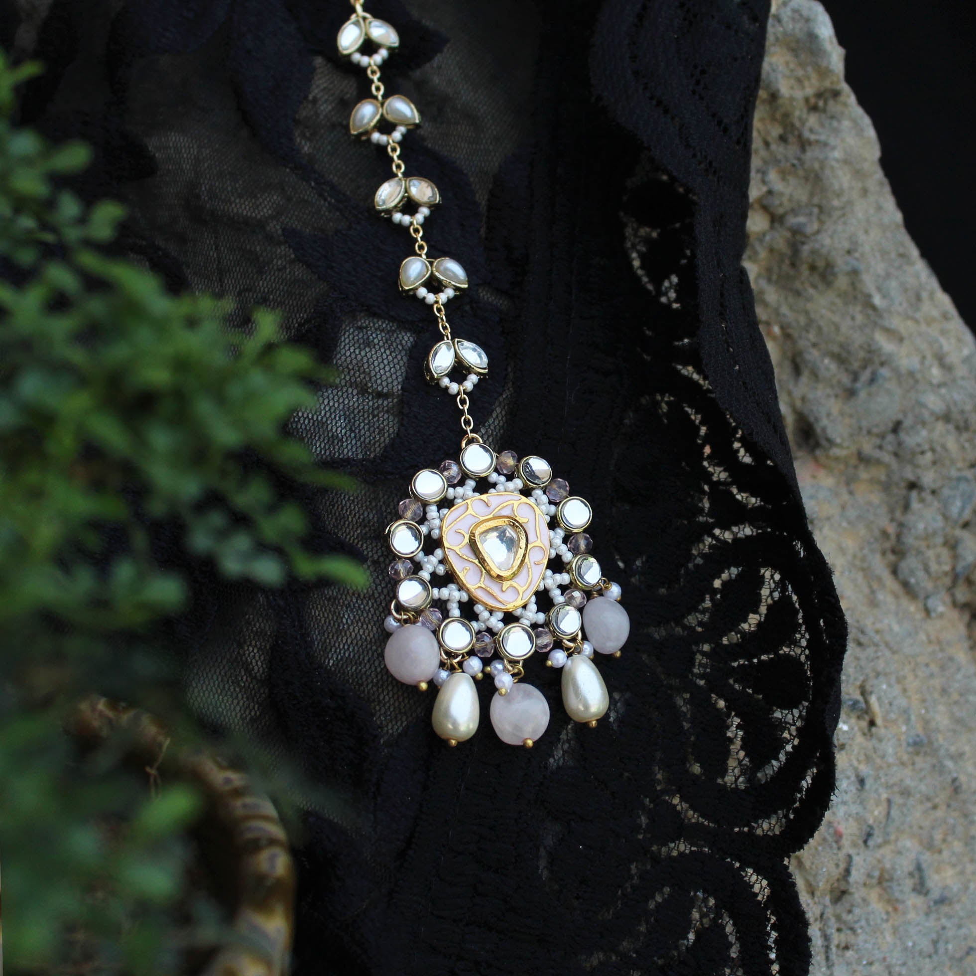 Pink Wink Full Set With Necklace, Earrings, Maangtikka, Hathphool & Waistbelt