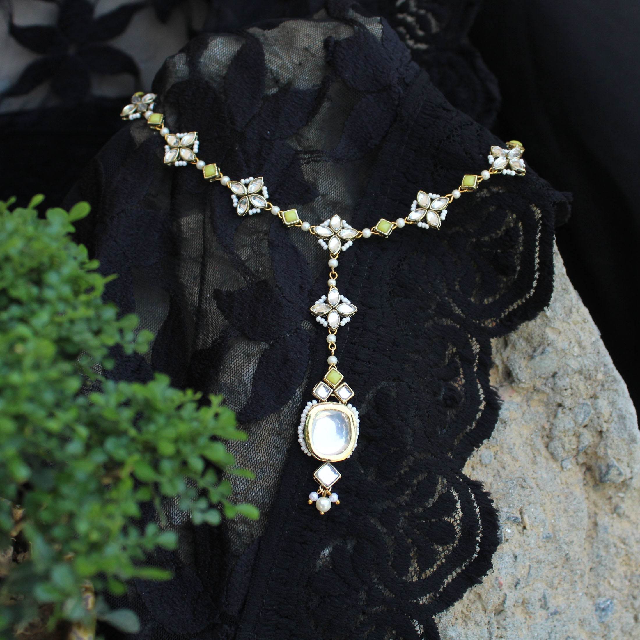 Minty Winty Full Set With Necklace, Earrings, Hathphool, Maangtikka & Waistbelt - BeAbhika.com