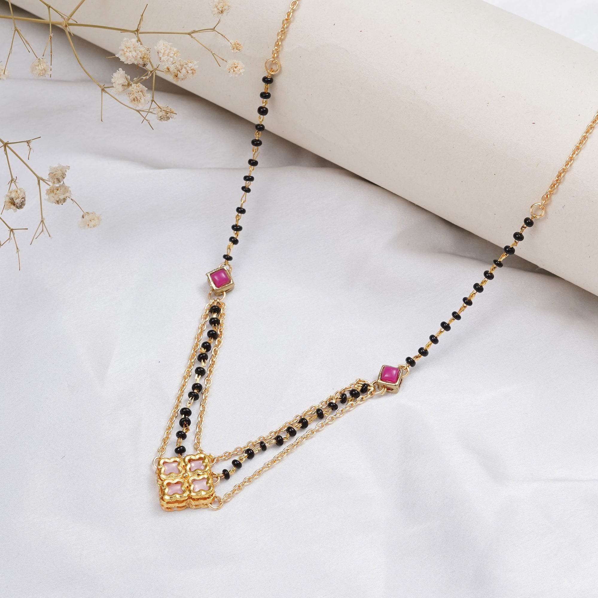 Gold tone black beads mangalsutra necklace for women traditional design perfect for daily wear designer bridal mangalsutra