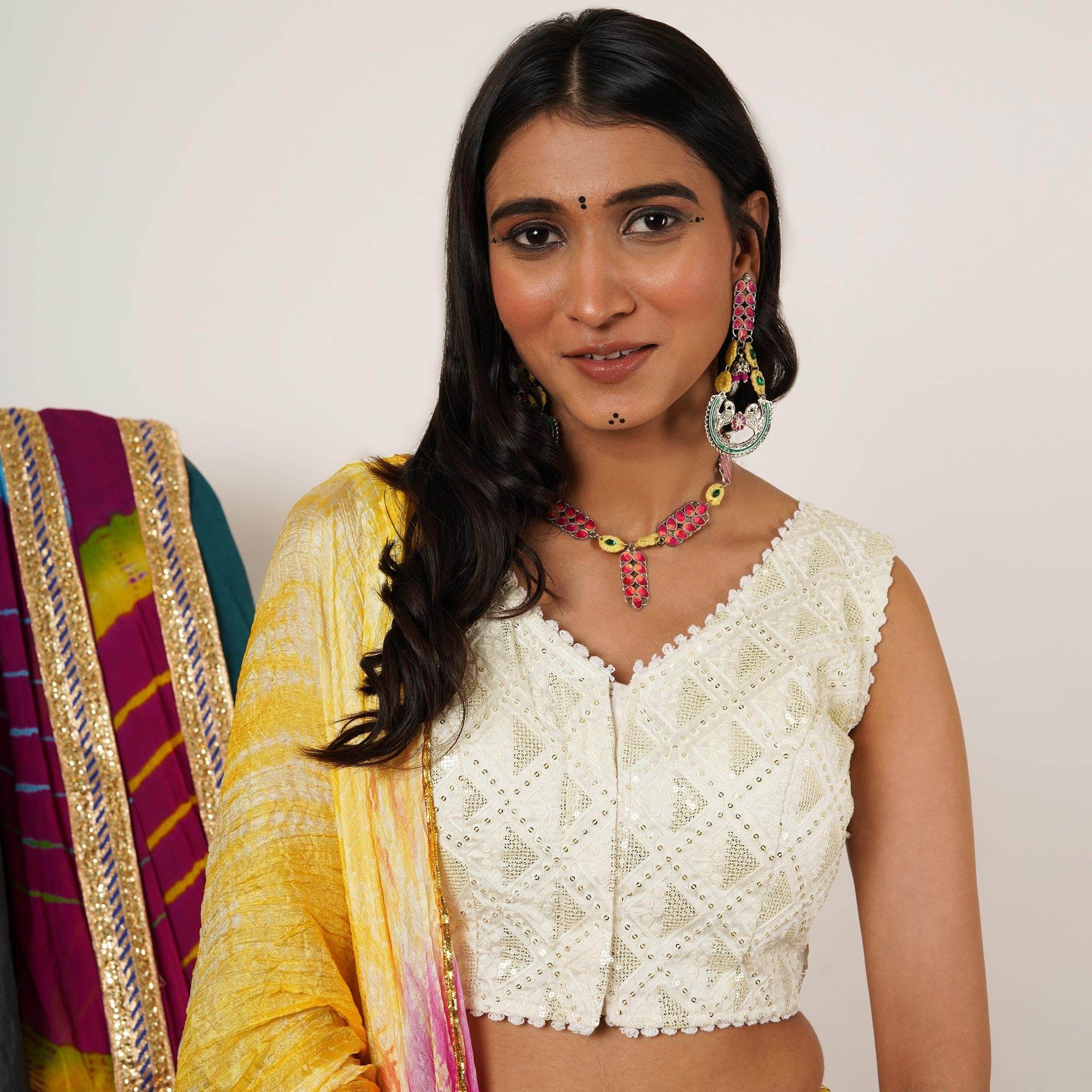 Oxidized necklaces with matching earrings perfect for dandia night designer navratri jewelry colorful necklaces