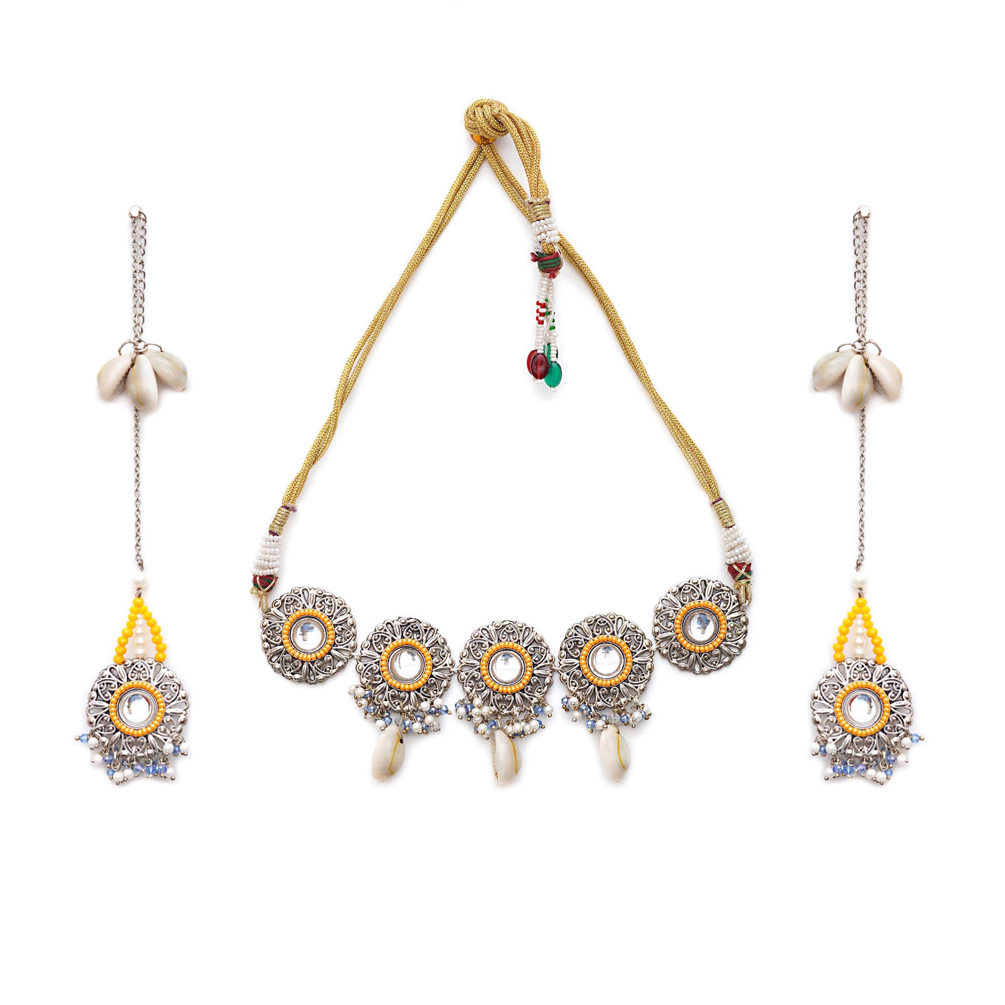Oxidized necklaces with matching earrings perfect for dandia night designer navratri jewelry colorful necklaces