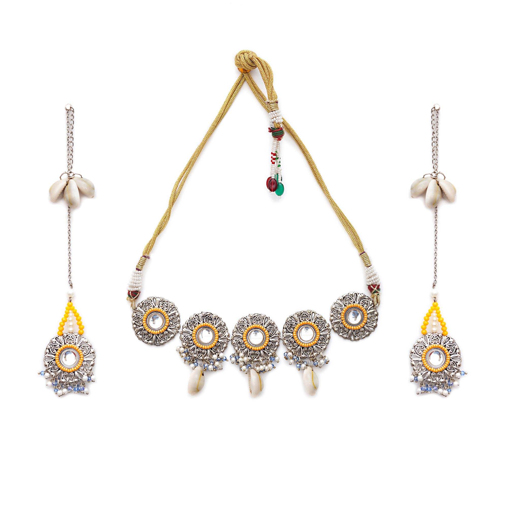 Oxidized necklaces with matching earrings perfect for dandia night designer navratri jewelry colorful necklaces