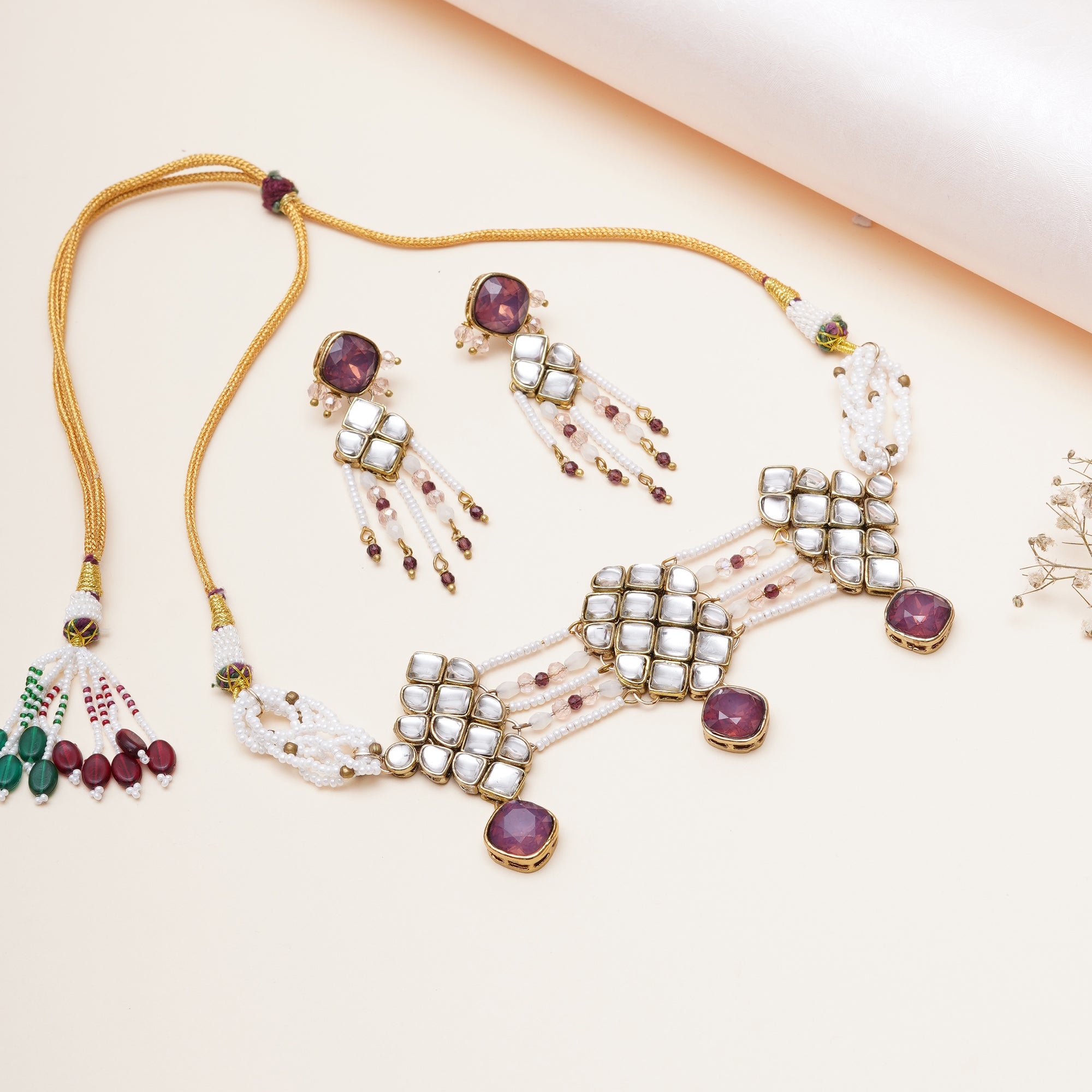 Purple Kundan paradise choker set