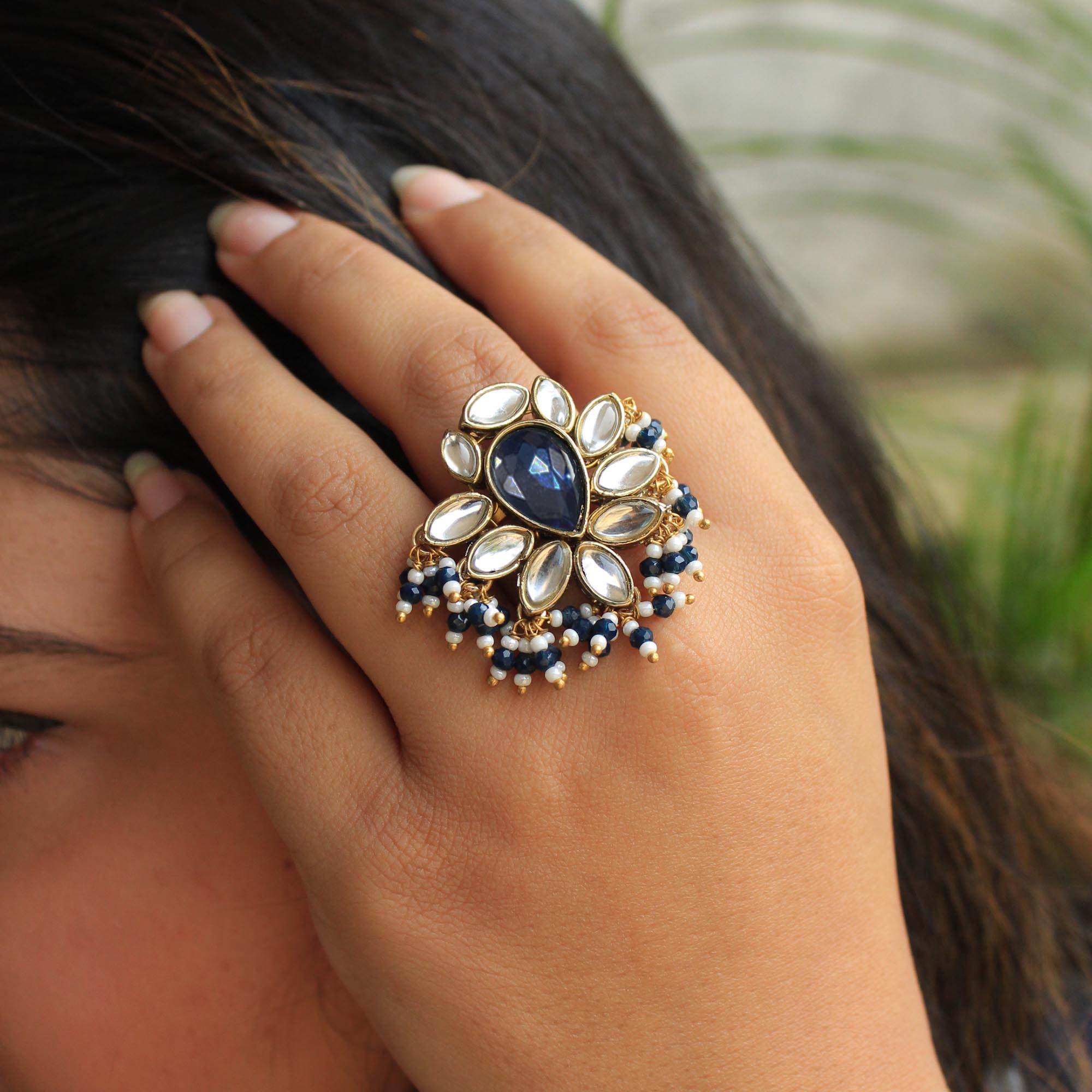 Floral Grace Necklace, Ring & Earrings Set - BeAbhika.com