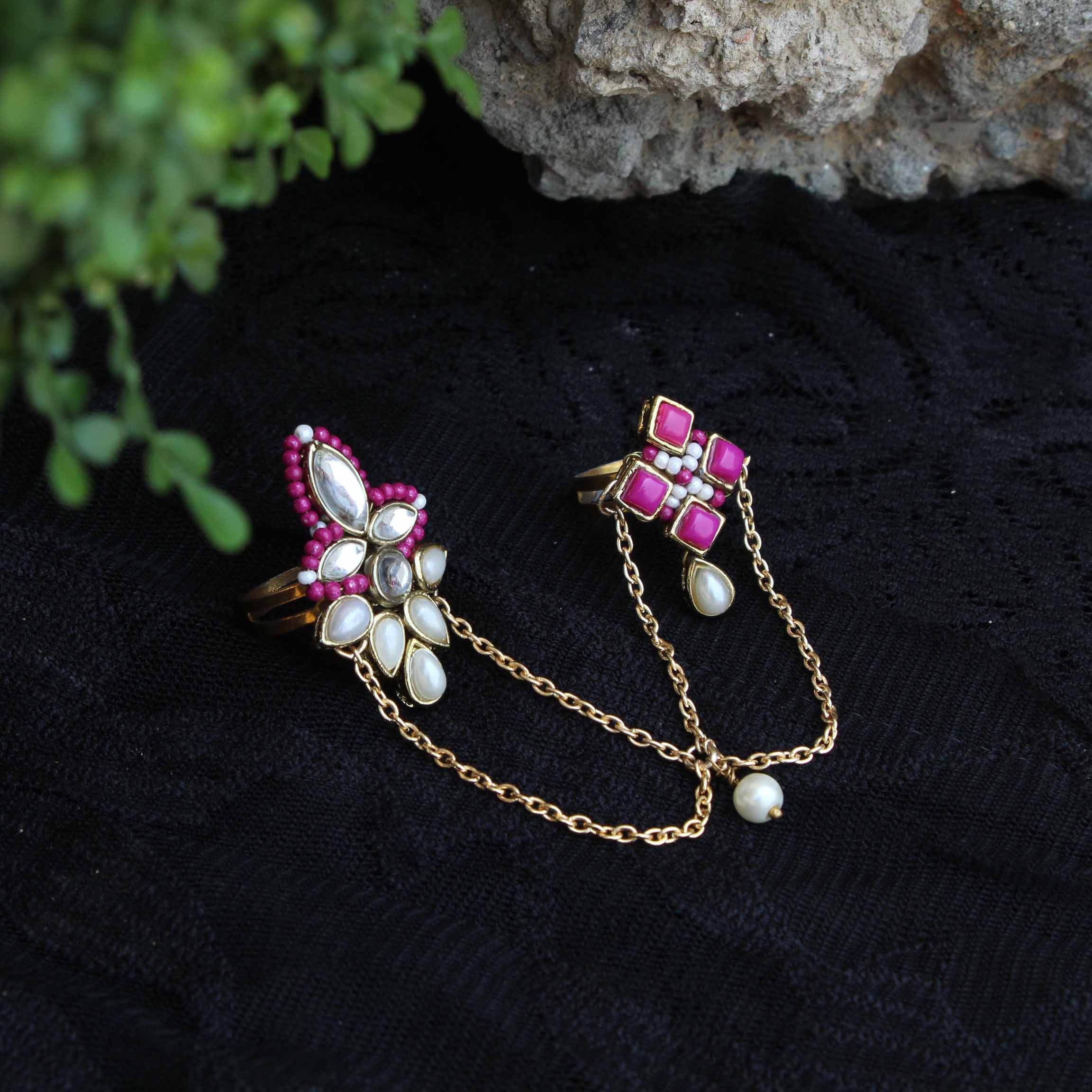 Elegant Mulberry Two Finger Ring - BeAbhika.com