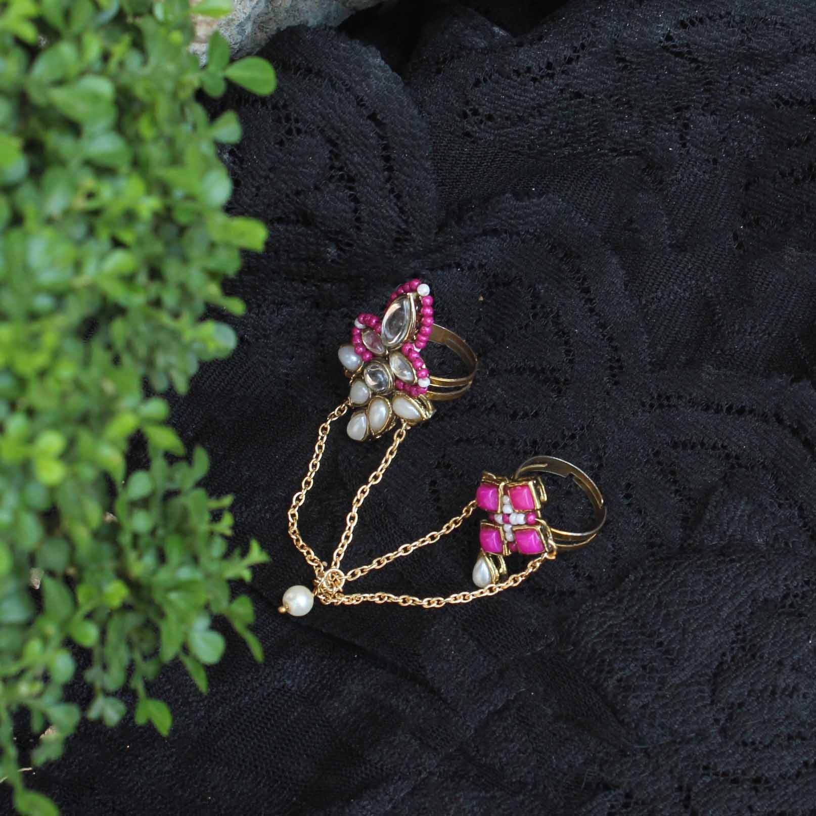 Elegant Mulberry Two Finger Ring - BeAbhika.com