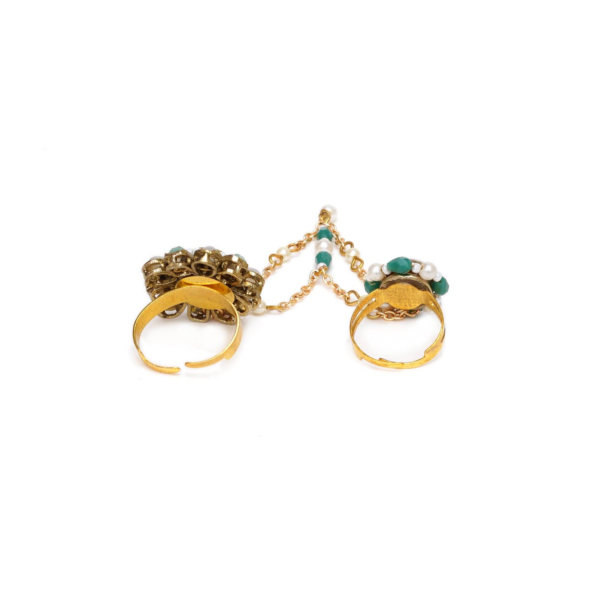 Garden Green Two-Finger Ring - BeAbhika.com
