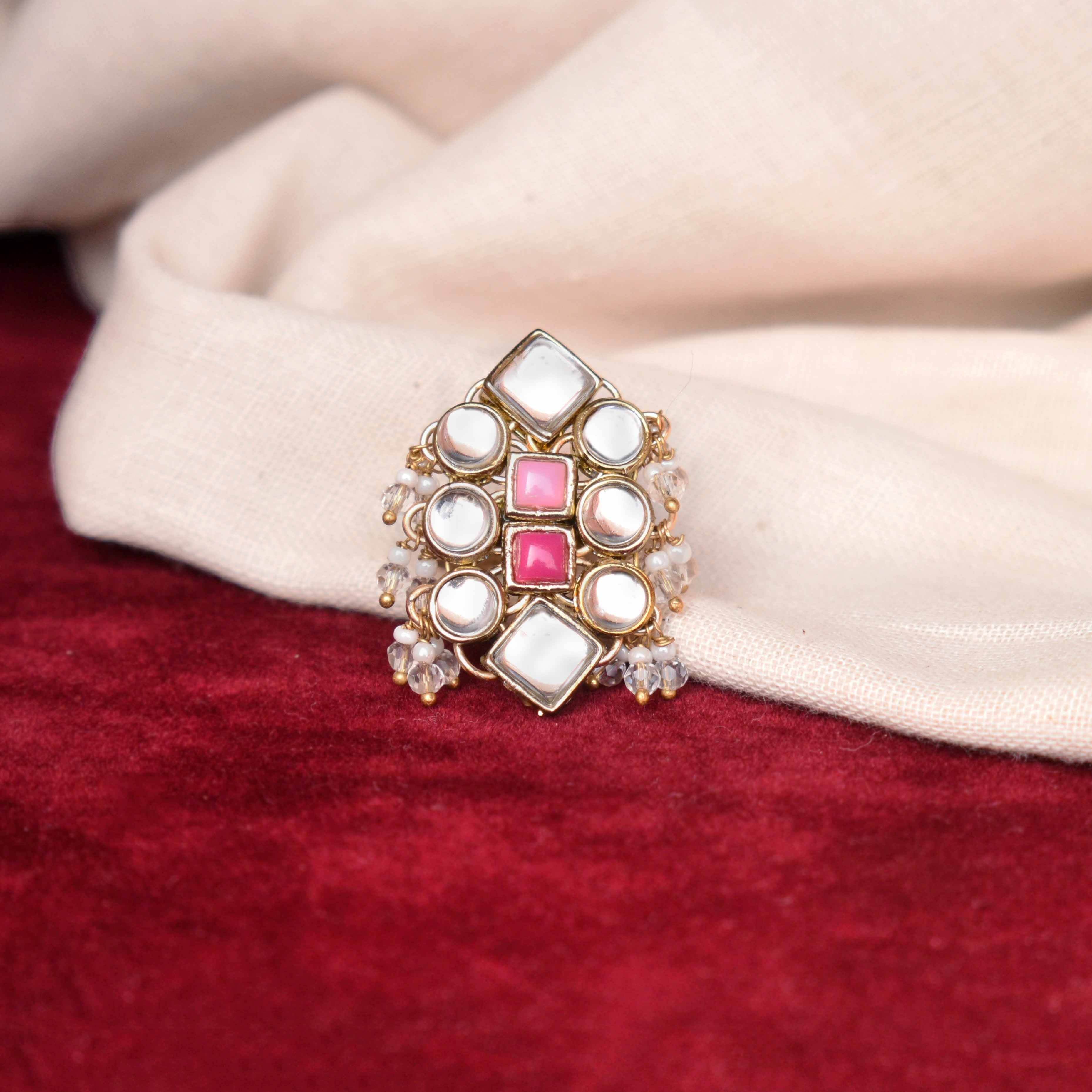 Enamoured kundan ring - BeAbhika.com