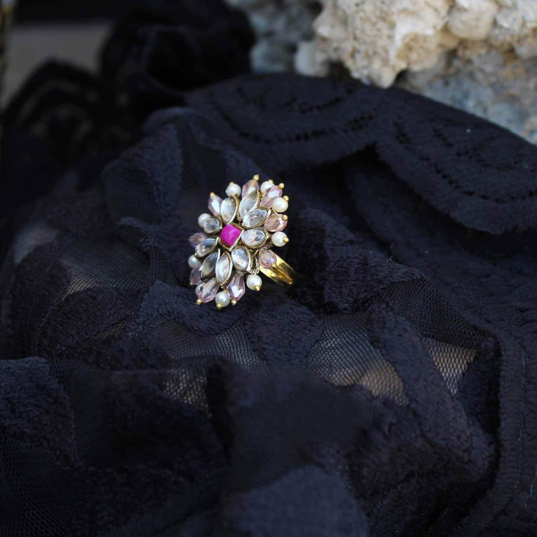Pearl Twirl Pink Ring - BeAbhika.com
