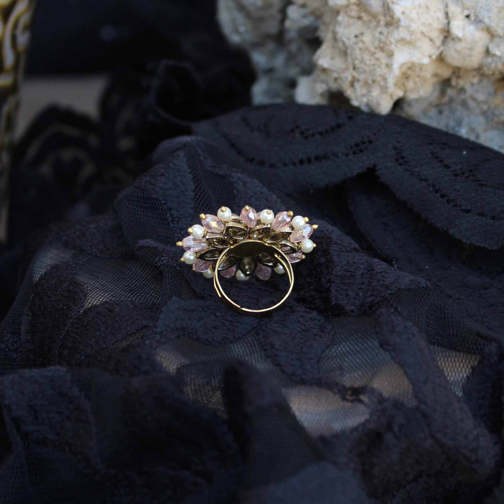 Pearl Twirl Pink Ring - BeAbhika.com