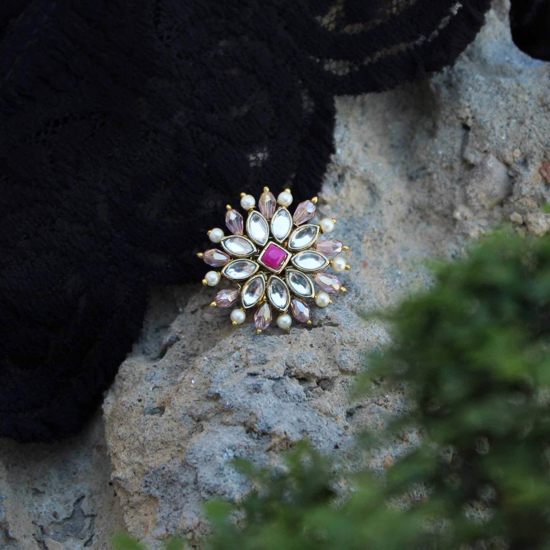Pearl Twirl Pink Ring - BeAbhika.com