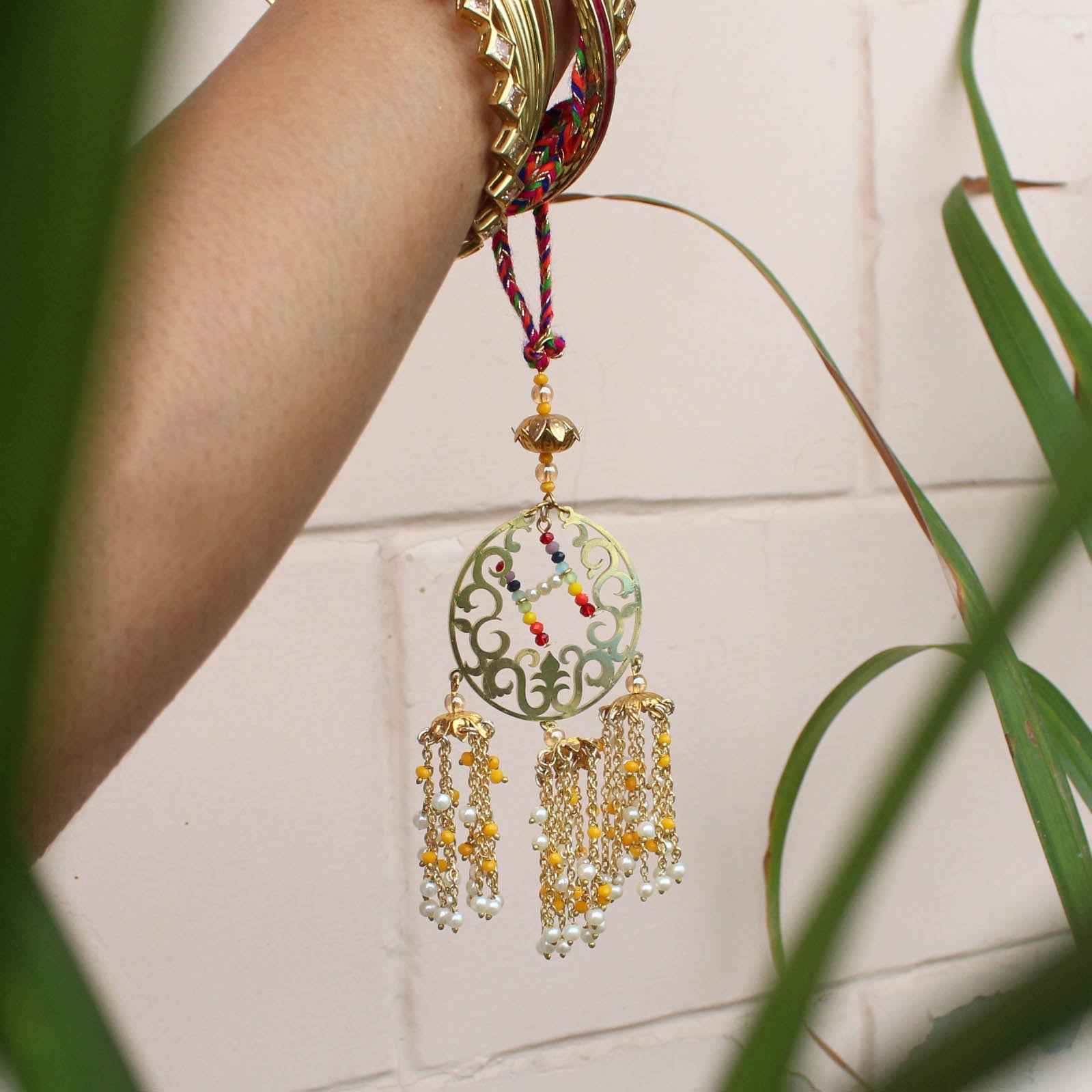 Pearly Tassels Laser Cut Floral Plate Personalized Initial Lumba