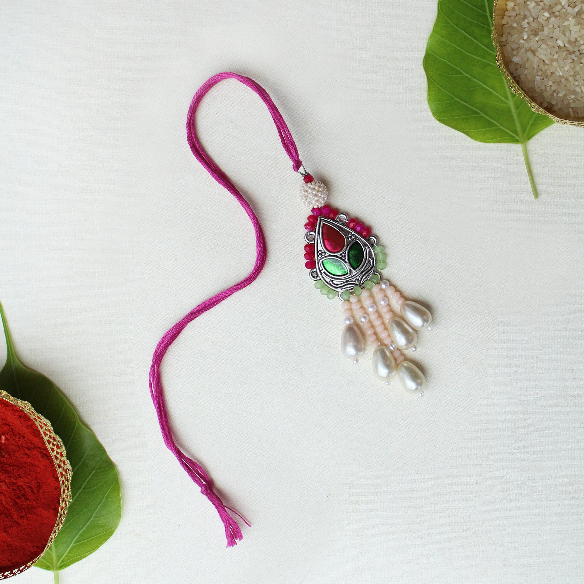 Regal Blossom Vivid Vintage Rakhi Lumba Set