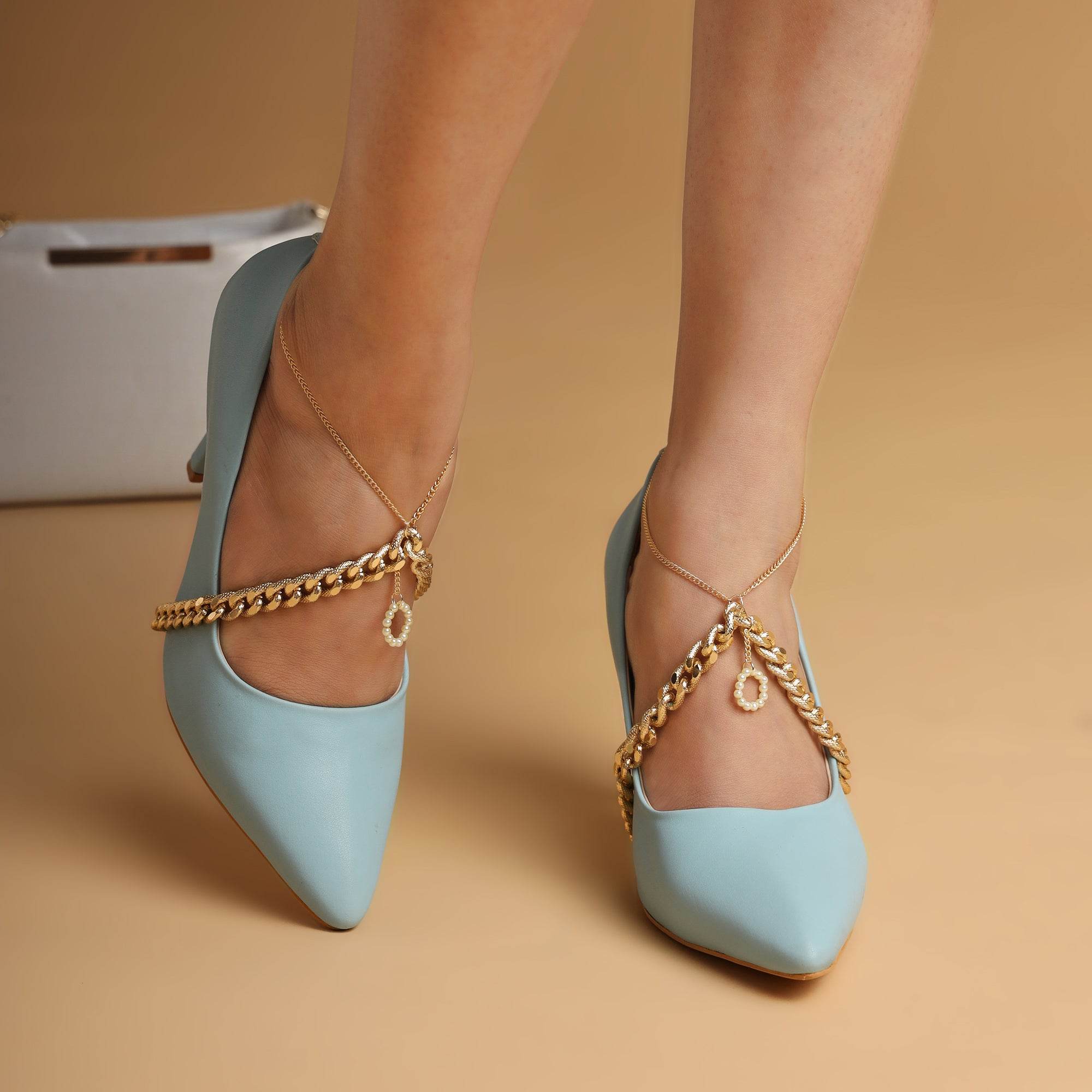 Pearl and Power Chain Heel Wrap - Set Of 2 - BeAbhika.com