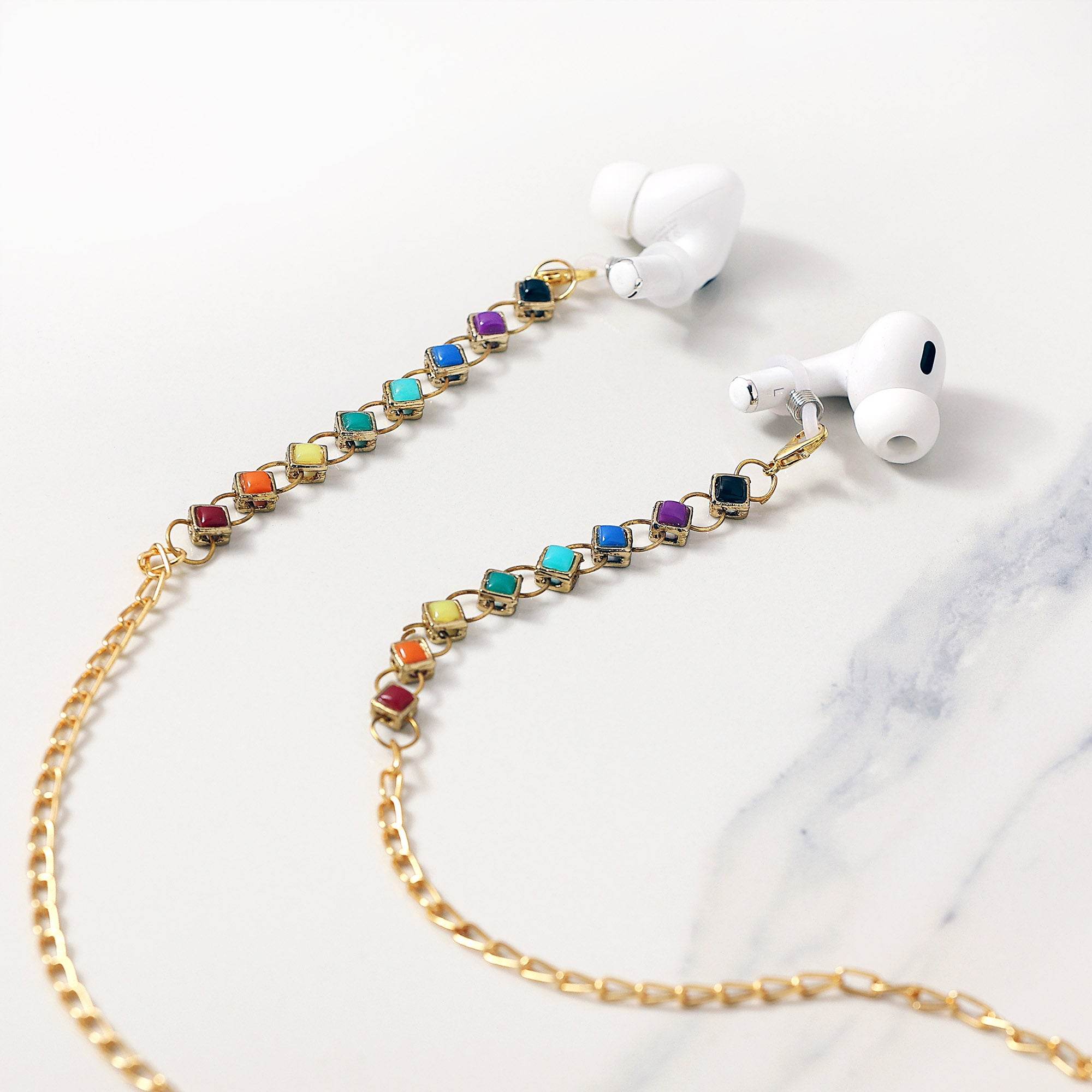 Pink Color Ladies Spectacles Chain Eyeglasses Holder Girls Air pods Holder Apple Air pods Chain Green Color Sun Glasses Women Eye Wear Blue Color Chain Running Airpods Holder Chain