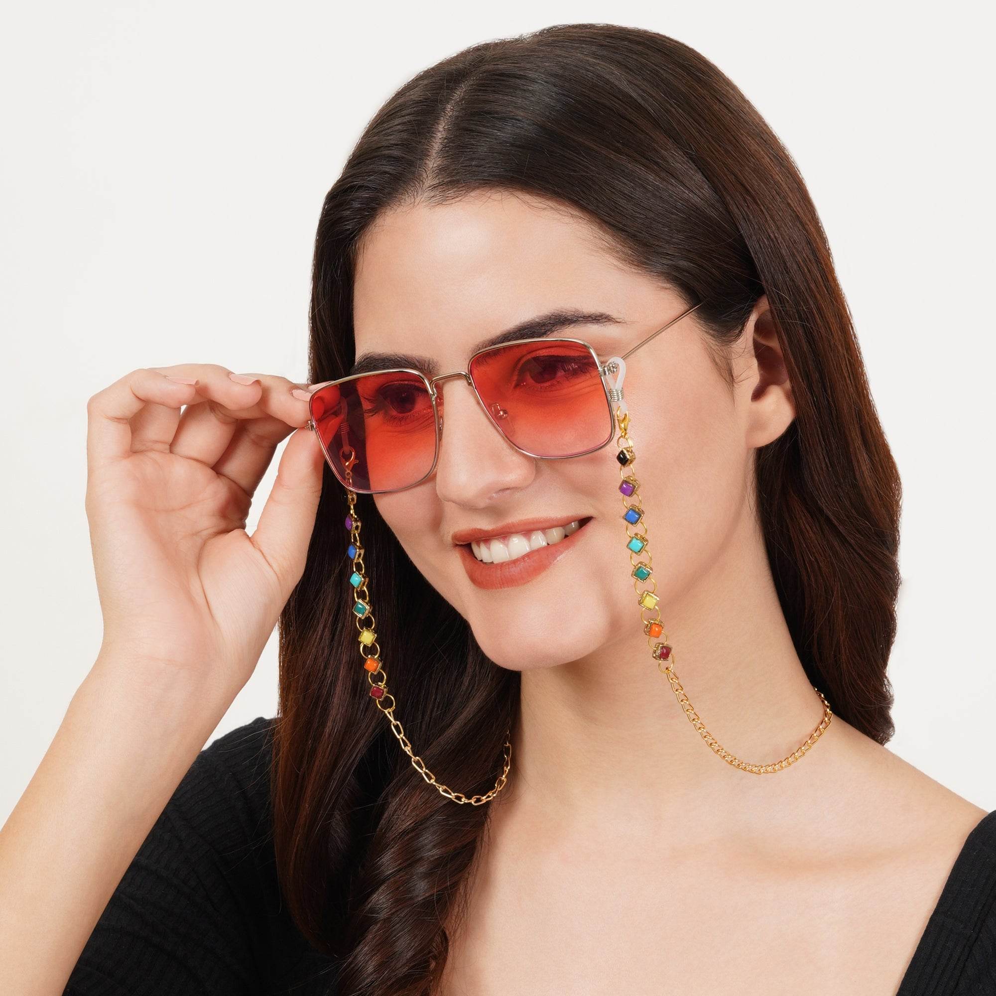 Pink Color Ladies Spectacles Chain Eyeglasses Holder Girls Air pods Holder Apple Air pods Chain Green Color Sun Glasses Women Eye Wear Blue Color Chain Running Airpods Holder Chain