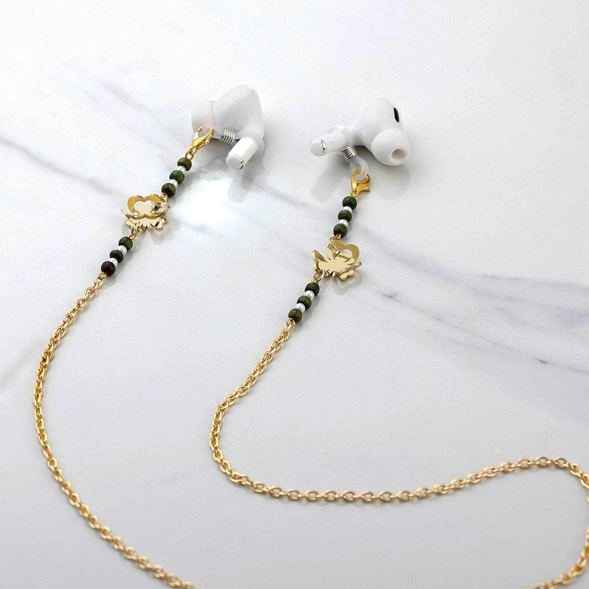 Pink Color Ladies Spectacles Chain Eyeglasses Holder Girls Air pods Holder Apple Air pods Chain Green Color Sun Glasses Women Eye Wear Blue Color Chain Running Airpods Holder Chain