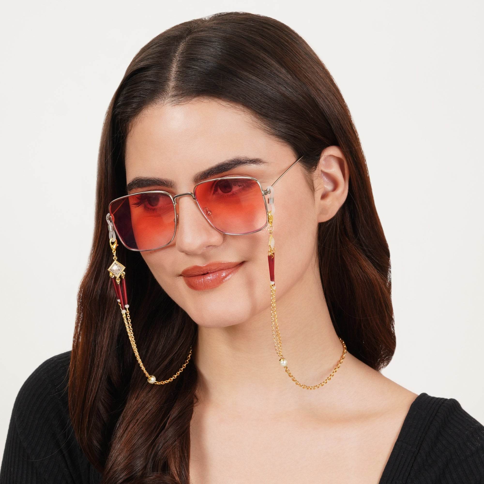 Pink Color Ladies Spectacles Chain Eyeglasses Holder Girls Air pods Holder Apple Air pods Chain Green Color Sun Glasses Women Eye Wear Blue Color Chain Running Airpods Holder Chain