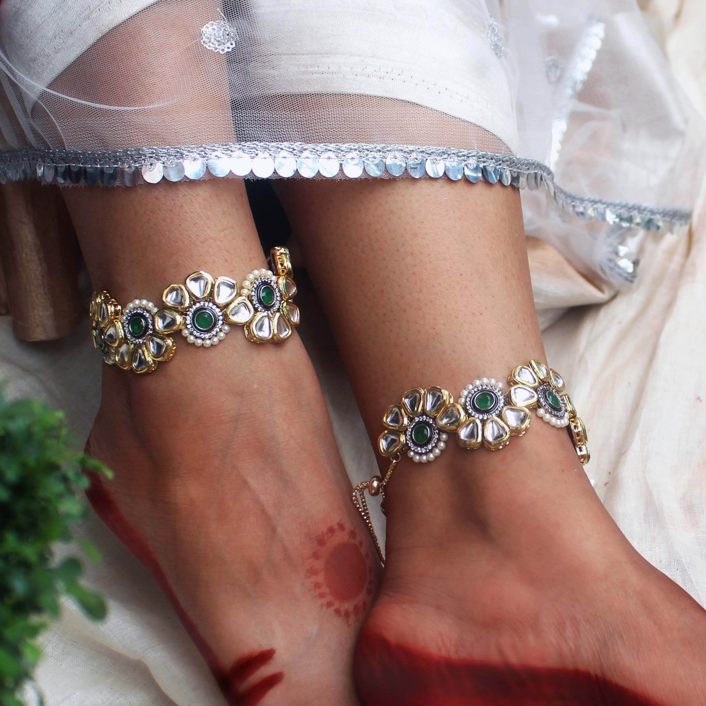 Symmetry Stride Adjustable Anklet - Set Of 2 Pieces - BeAbhika.com