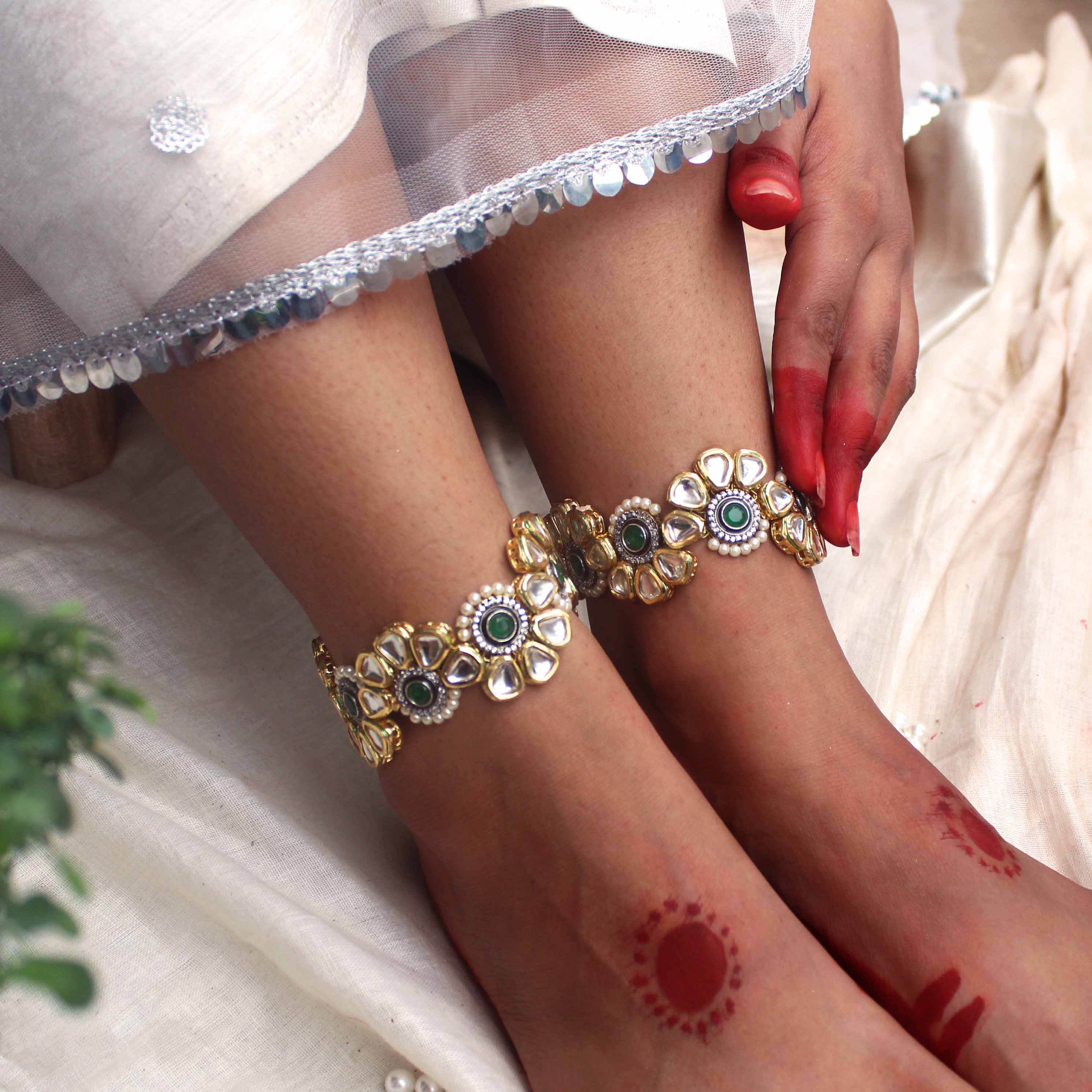 Symmetry Stride Adjustable Anklet - Set Of 2 Pieces - BeAbhika.com