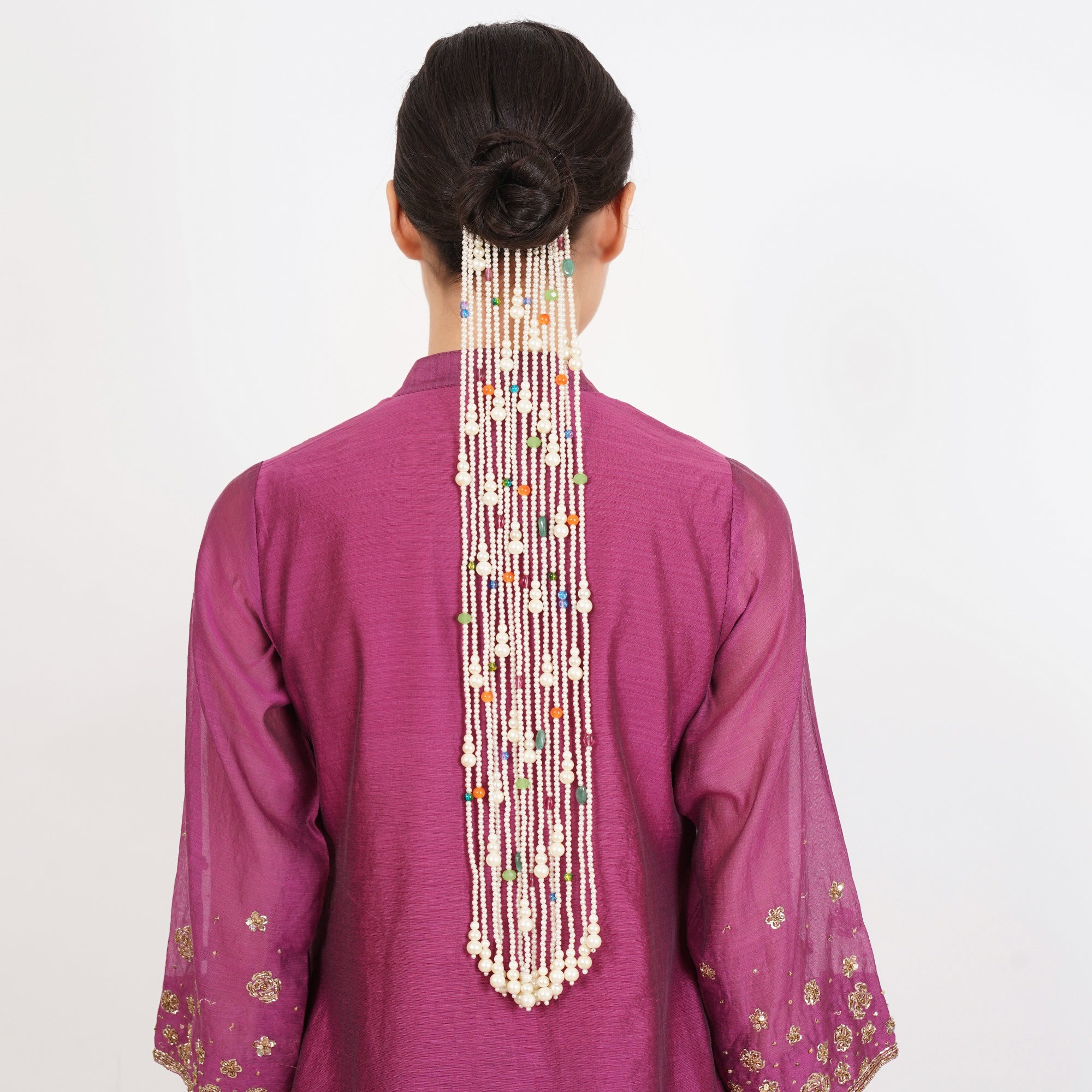 Multicolour Pearl Cascade Hair Veil