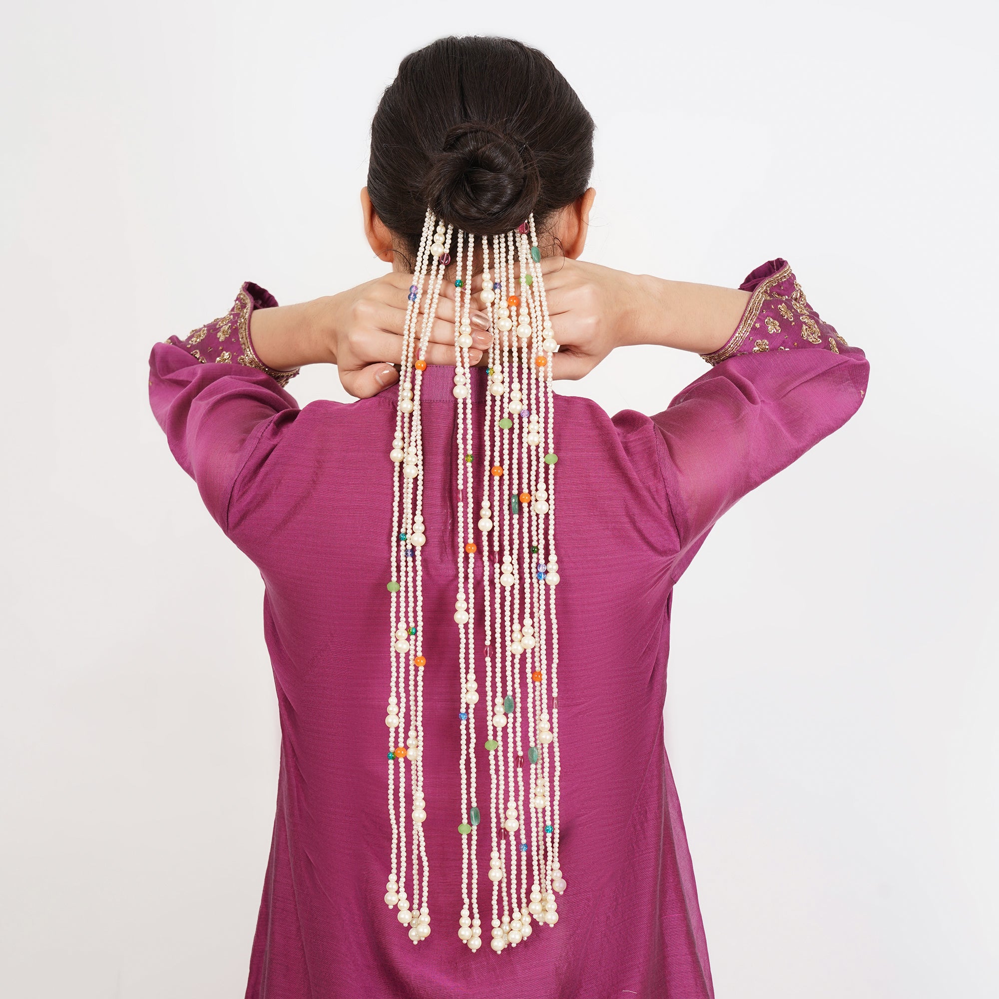 Multicolour Pearl Cascade Hair Veil