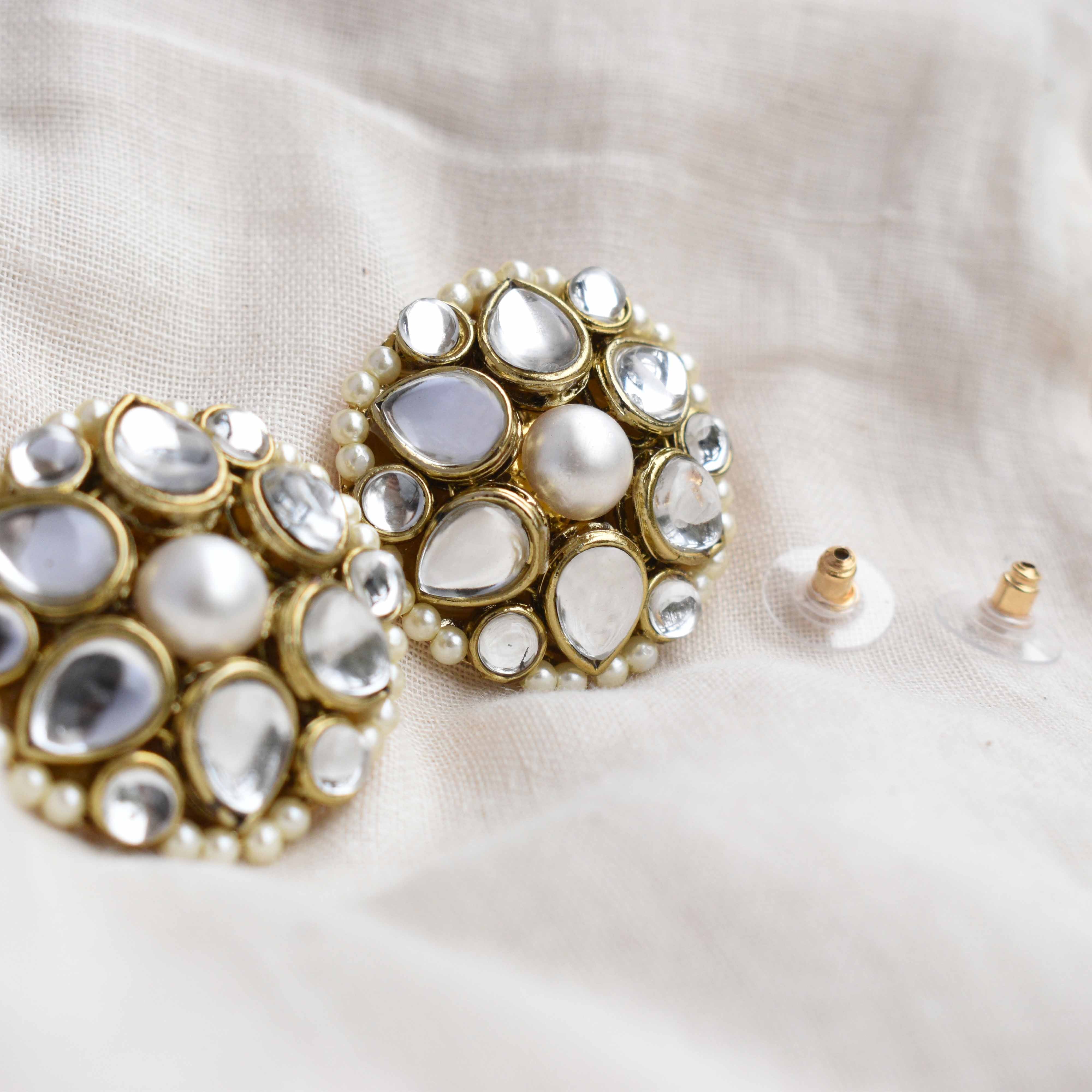 Beabhika Handmade Artificial Jewelry Kundan Earrings Golden Earrings Earrings With Pearls Kundan Wedding Jewelry Trendy Earrings Daily Wear Party Wear Traditional Ethnic Dress Jewelry Earrings Bridal Jewelry Set Online Cash On Delivery