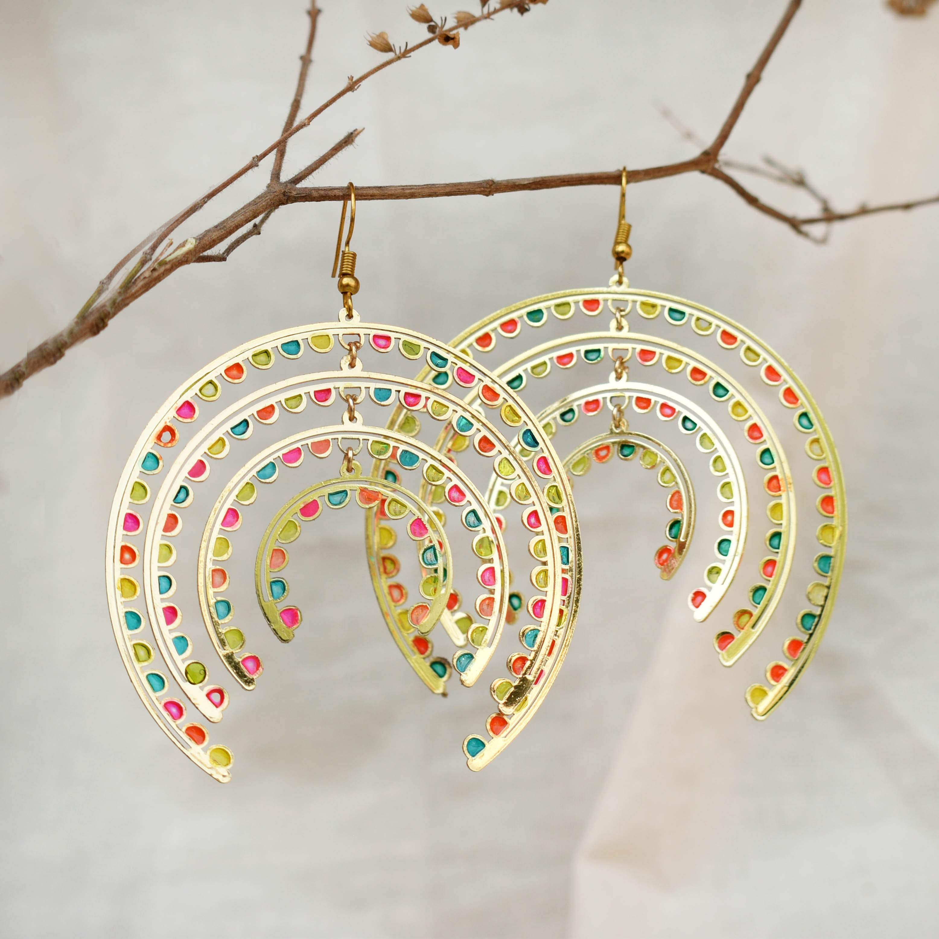 Traditional Kundan earrings in gold-tone, perfect for weddings and festive wear