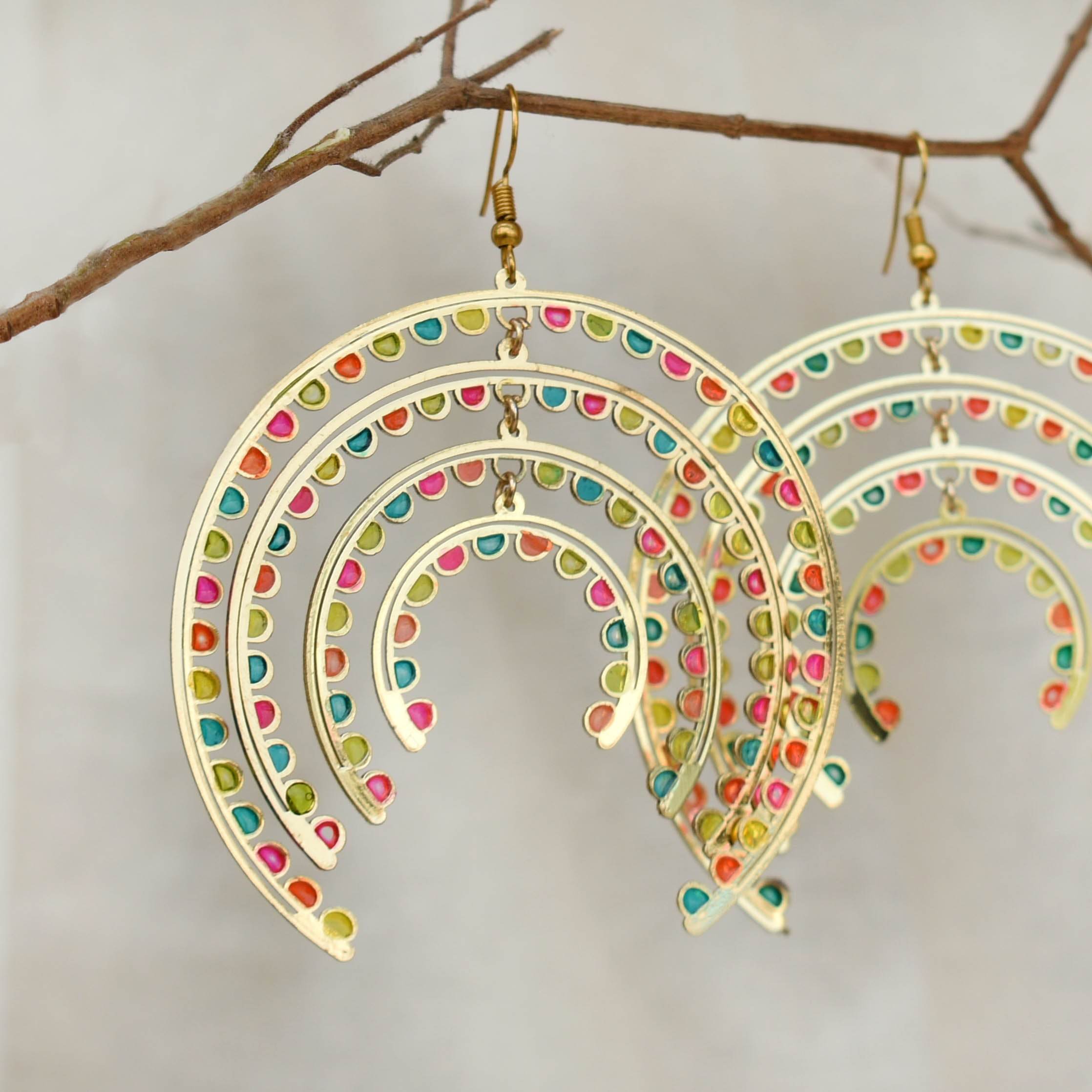 Traditional Kundan earrings in gold-tone, perfect for weddings and festive wear