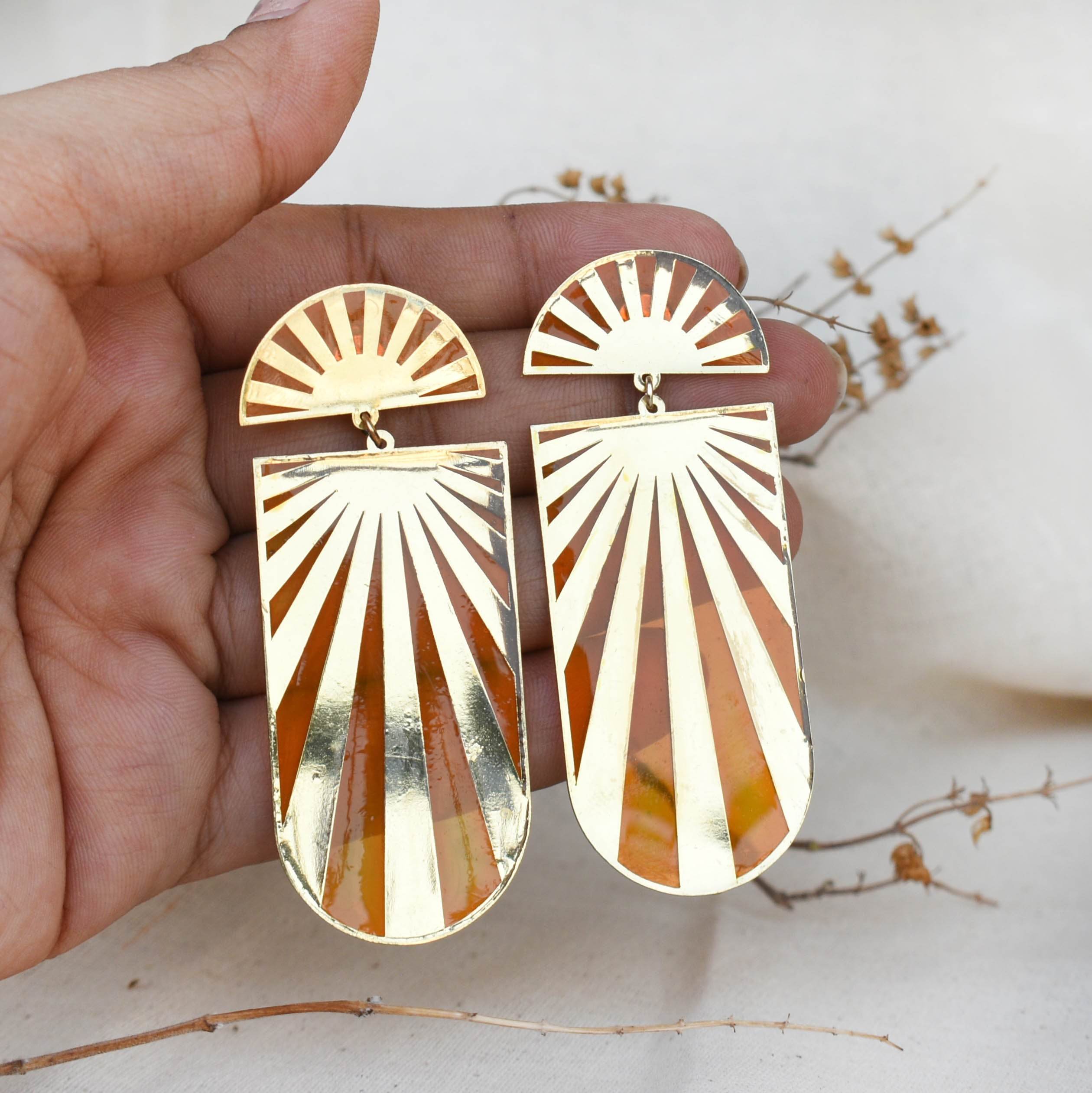 Traditional Kundan earrings in gold-tone, perfect for weddings and festive wear