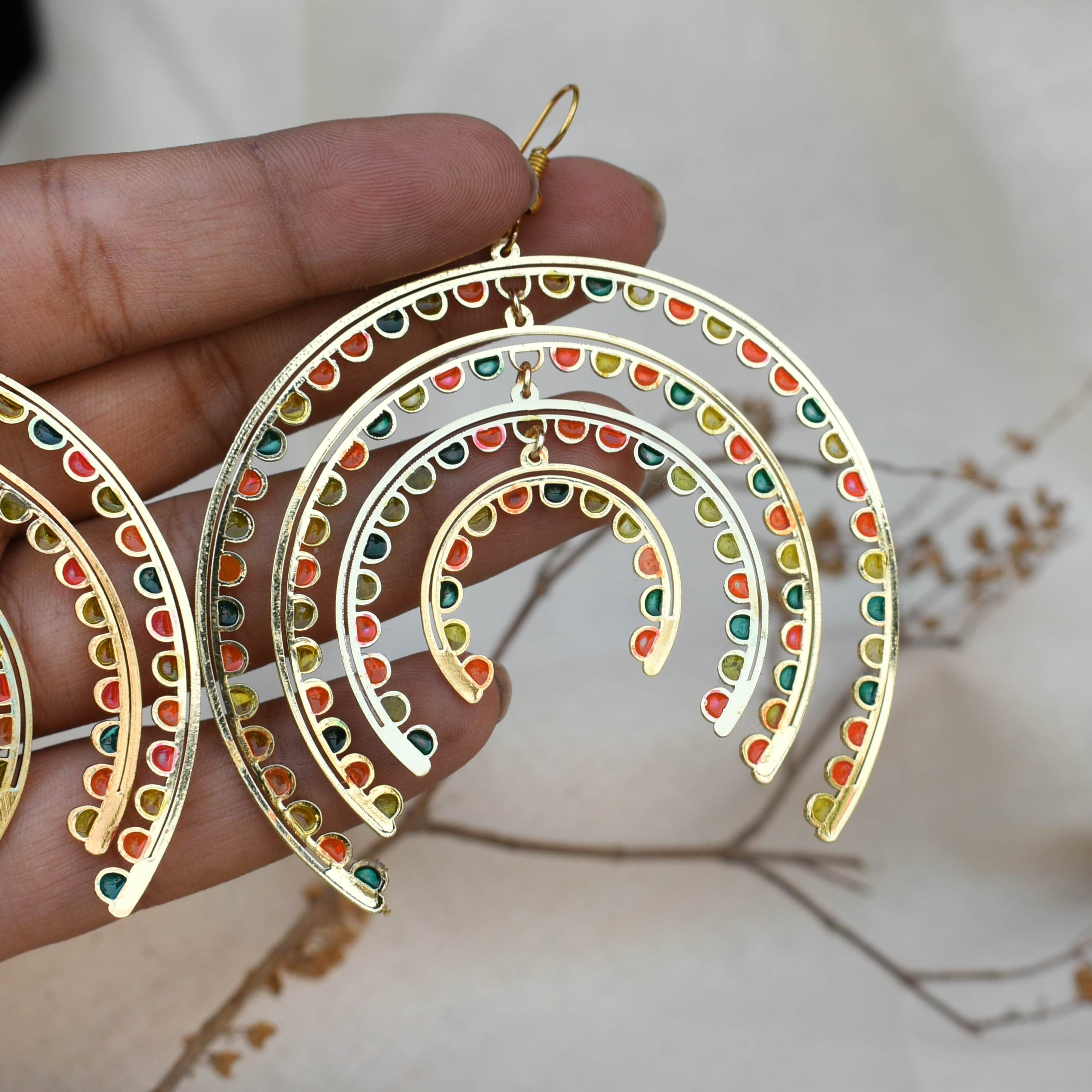 Traditional Kundan earrings in gold-tone, perfect for weddings and festive wear