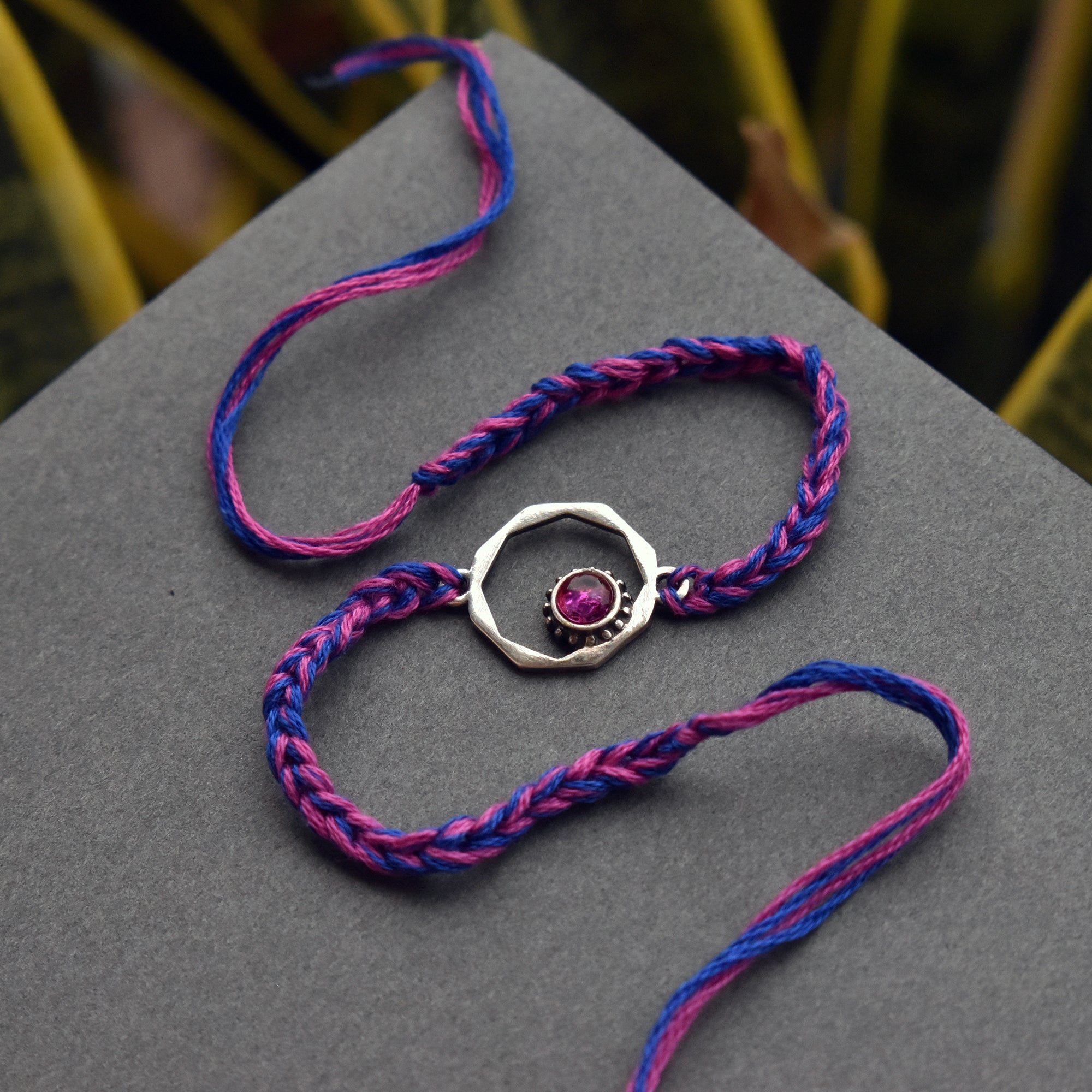 Geocircle 925 Sterling Silver & Birthstone Rakhi