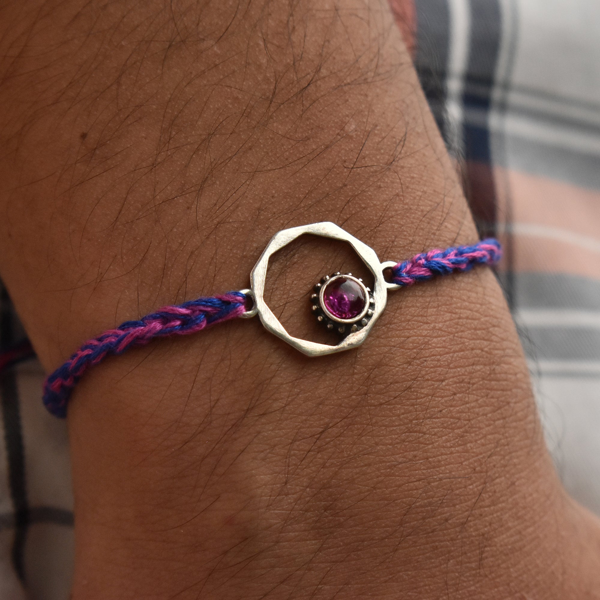 Geocircle 925 Sterling Silver & Birthstone Rakhi