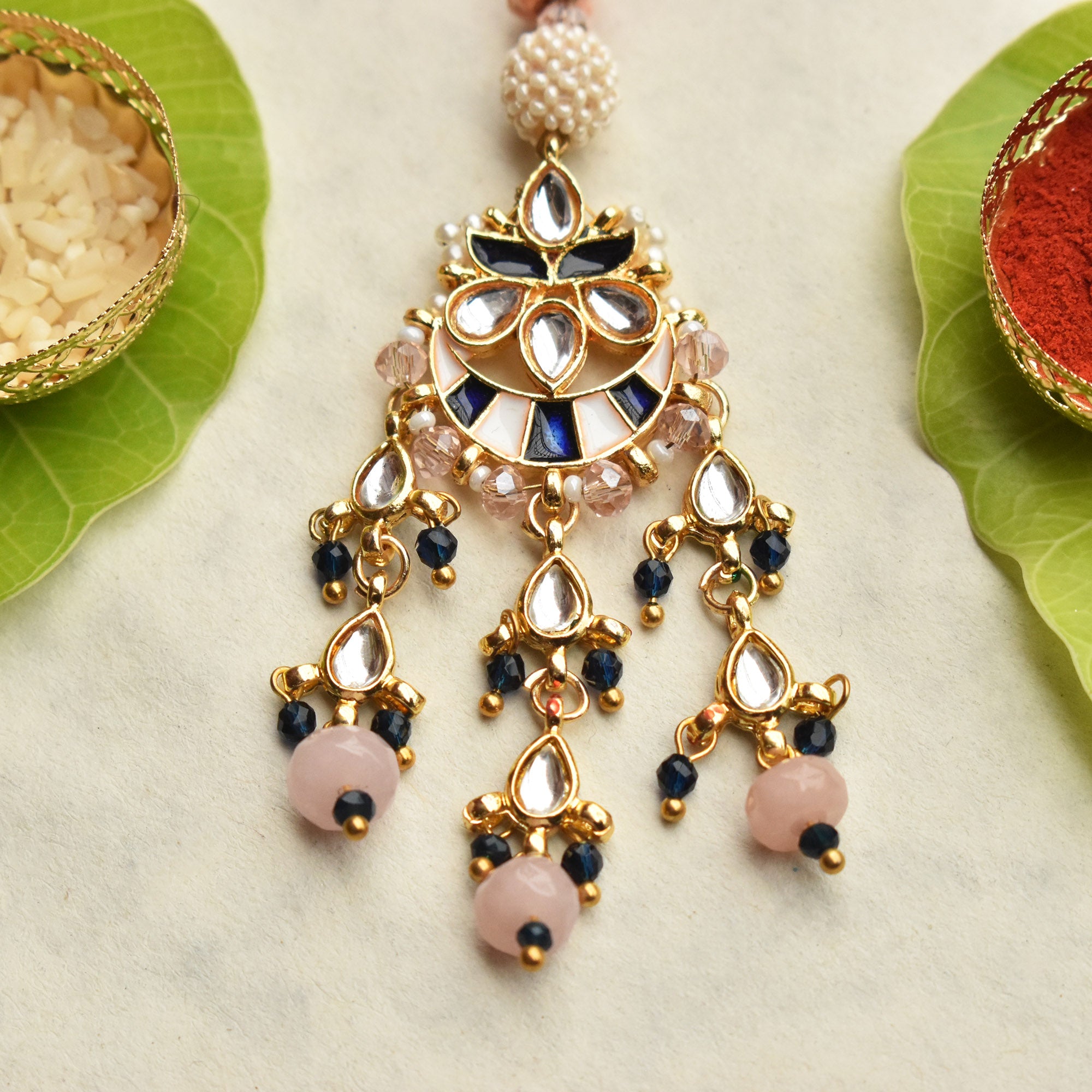 Kundan Pearl Chandbali Lumba