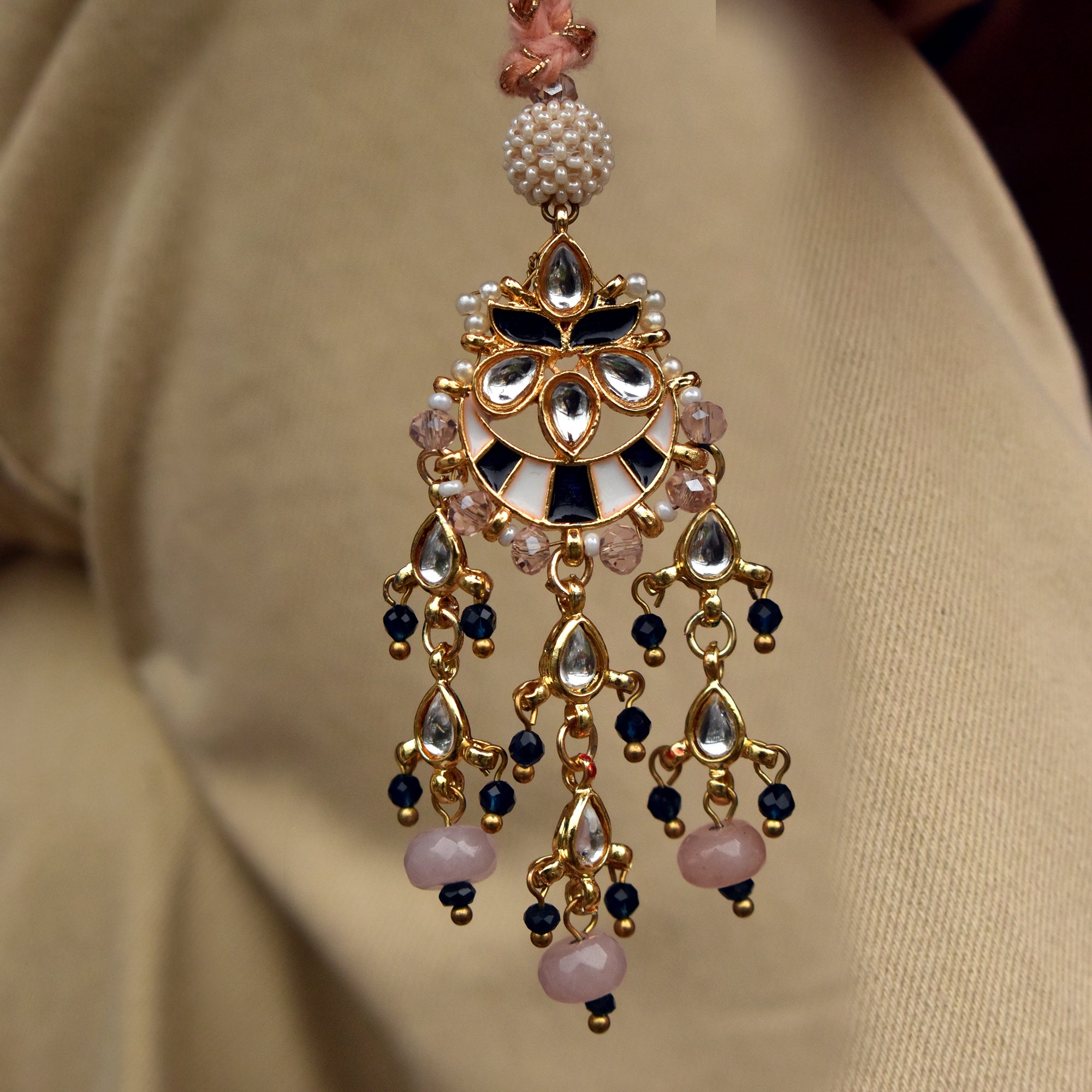 Kundan Pearl Chandbali Lumba