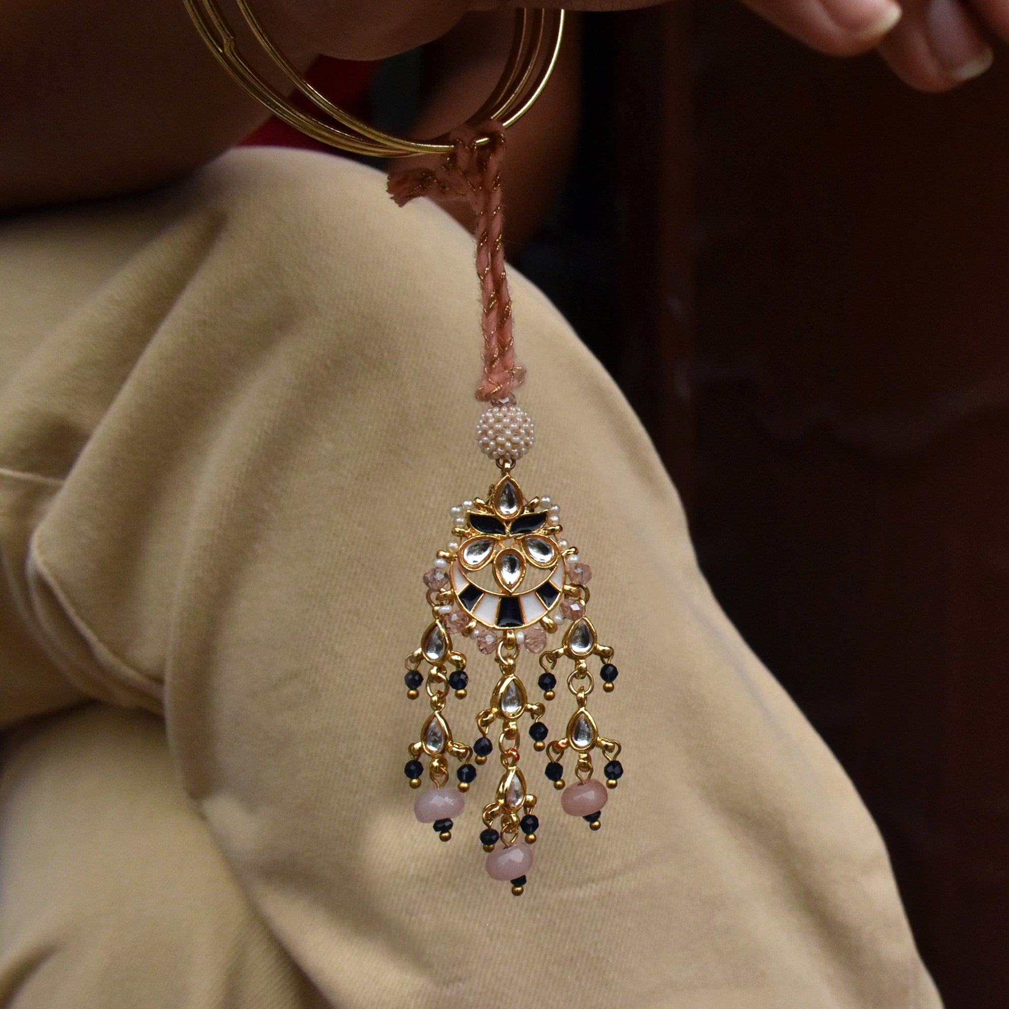 Kundan Pearl Chandbali Lumba