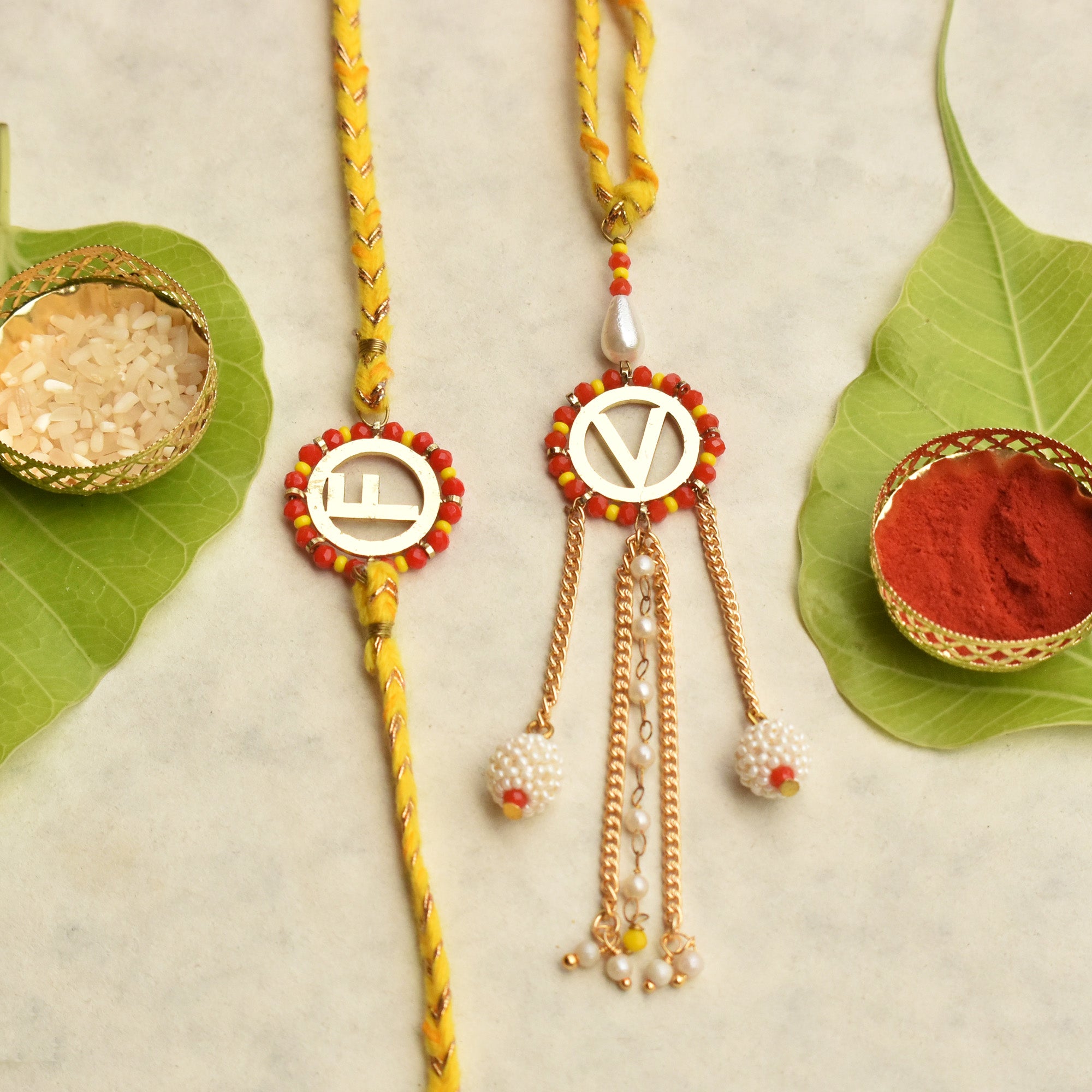 Golden Glory Personalised Rakhi-Lumba Set