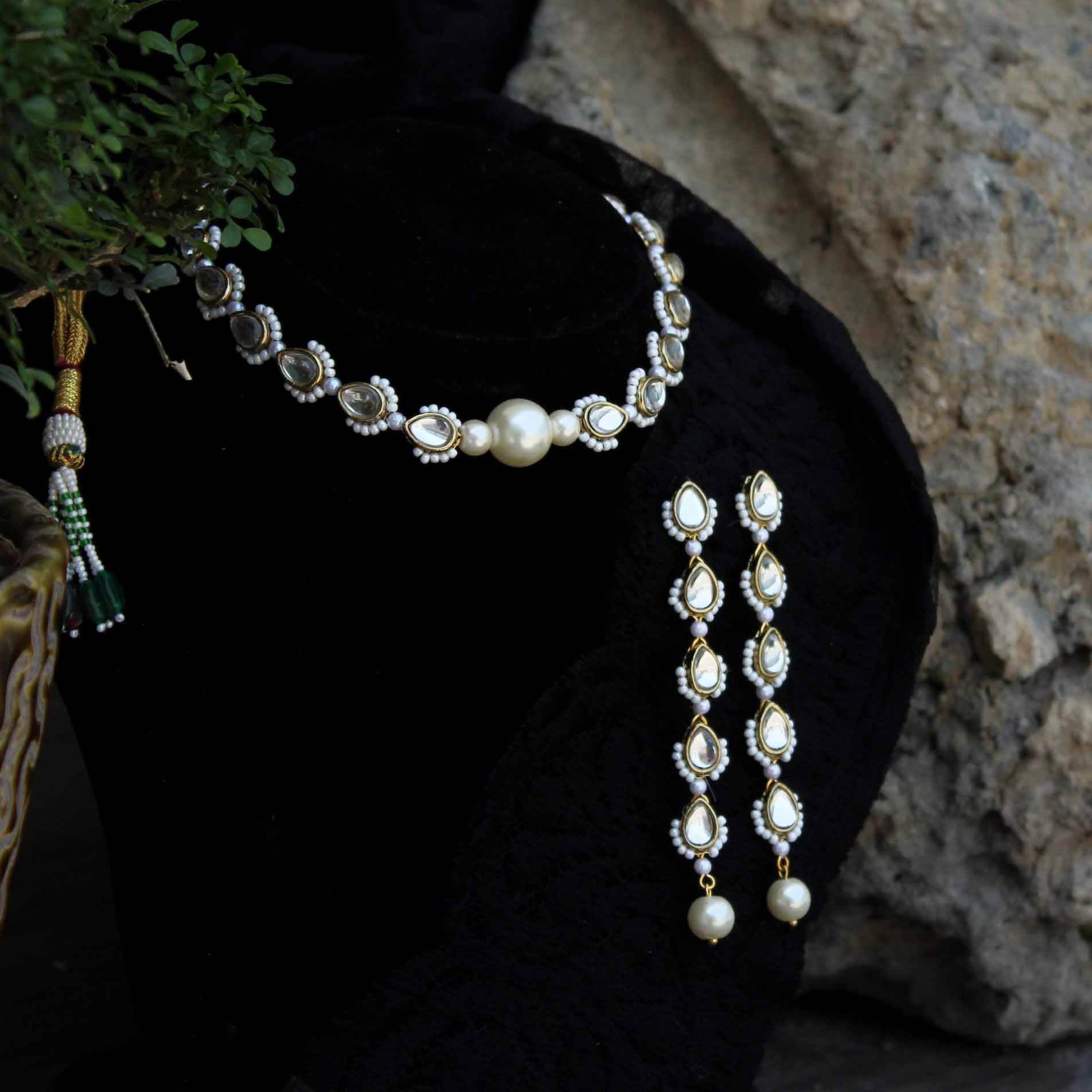Pear Wear Full Set With Necklace And Earrings Set - BeAbhika.com