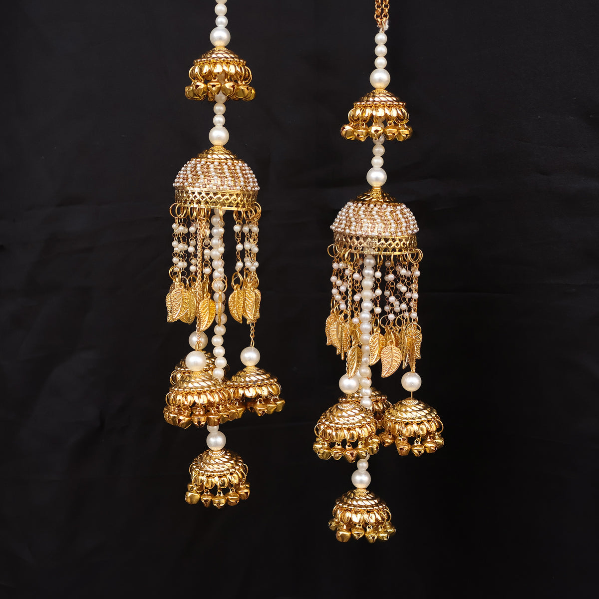 Gold Plated Long Pearl Chain Kaleere Set