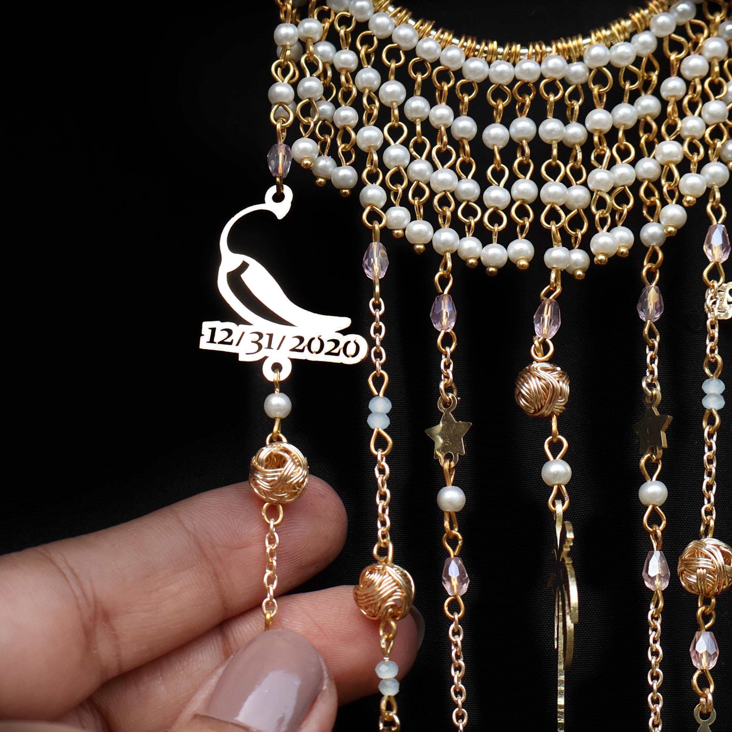 Personlised Pearly Bangle Kaleere - Set Of 2 Pieces