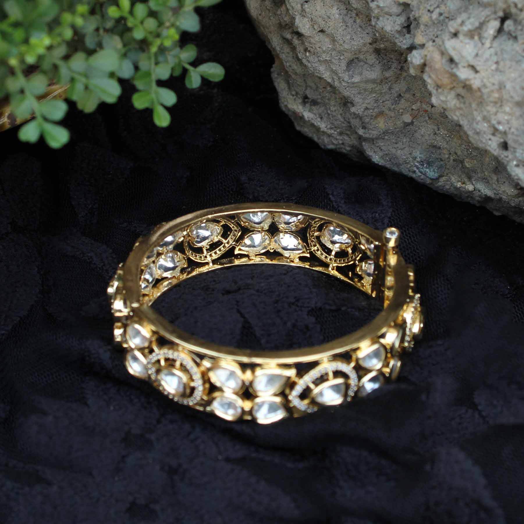 Eternal Elegance Openable Kundan Bangle - Set Of 2 Pieces - BeAbhika.com