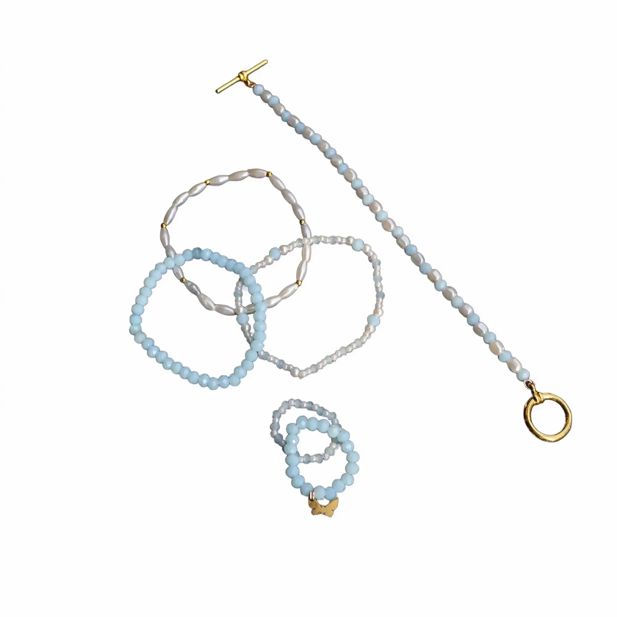 All about Love Charm 4 Adjustable Bracelet Stack With 2 Adjustable Rings