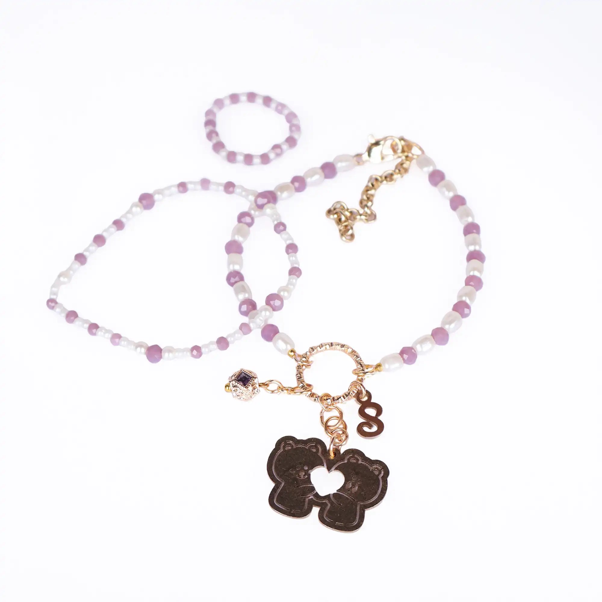 Teddy Love Charm Bracelet Set Of 2 Adjustable Bracelet With 1 Ring