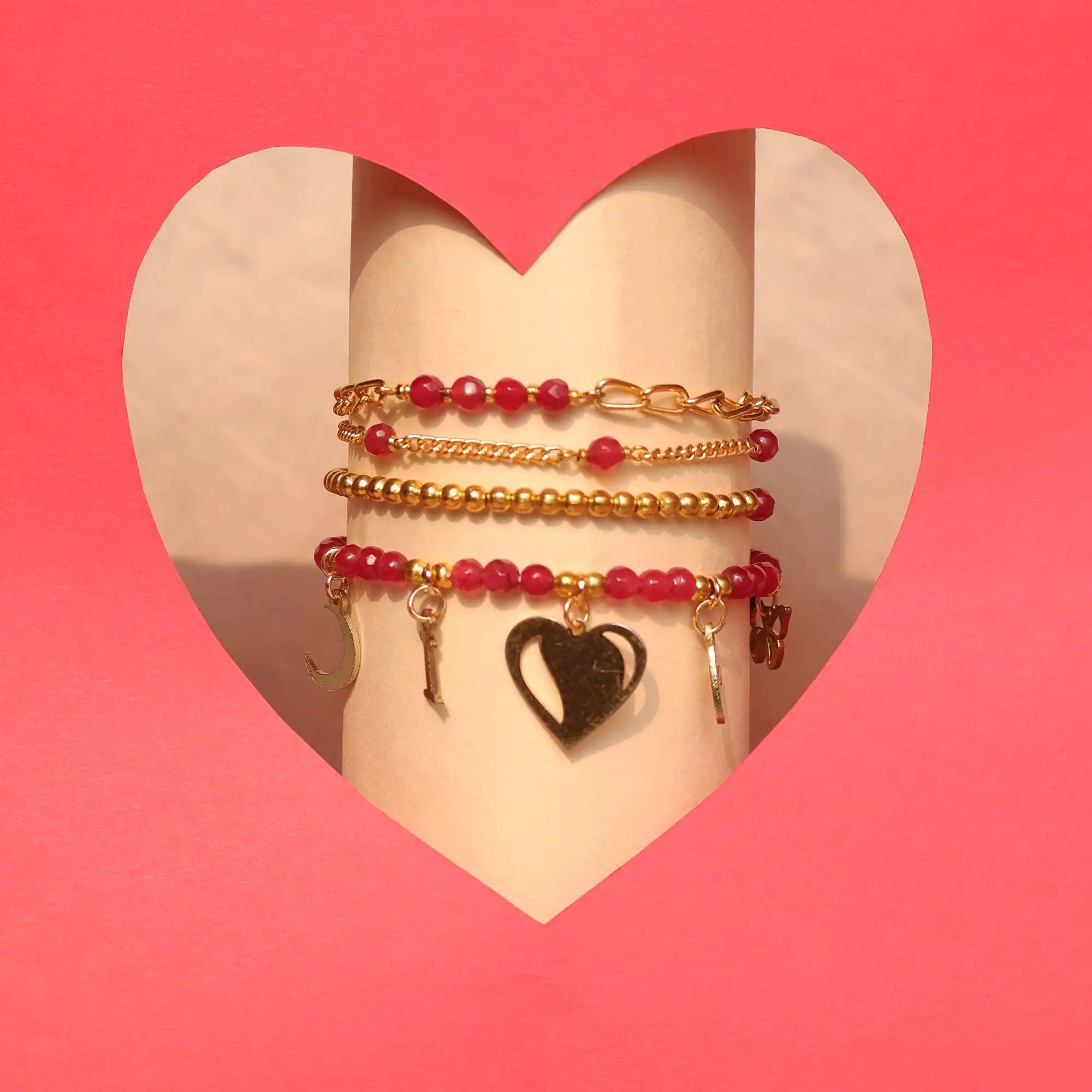 Valentine Charm Stack Bracelet - Set Of 4