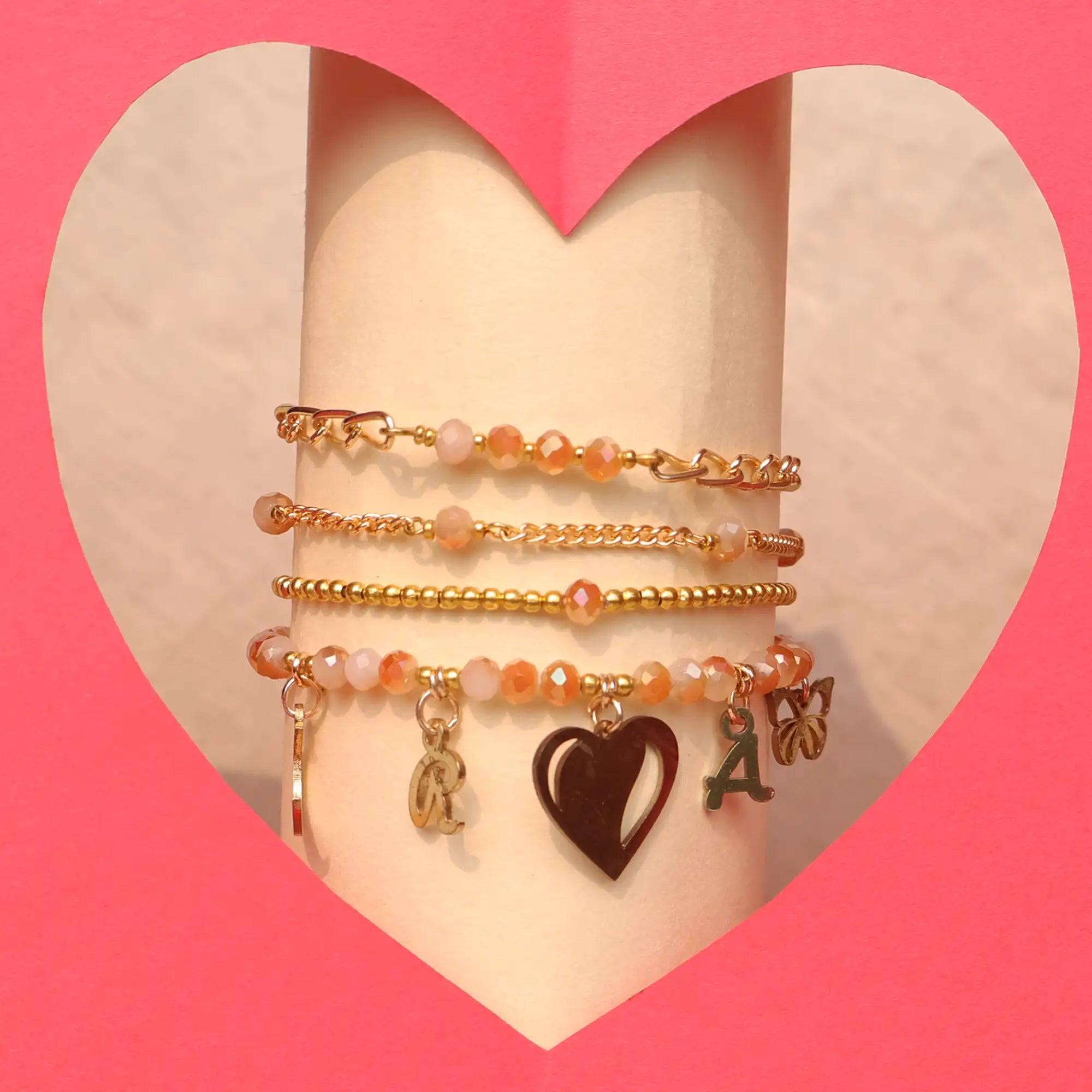 Valentine Charm Stack Bracelet - Set Of 4